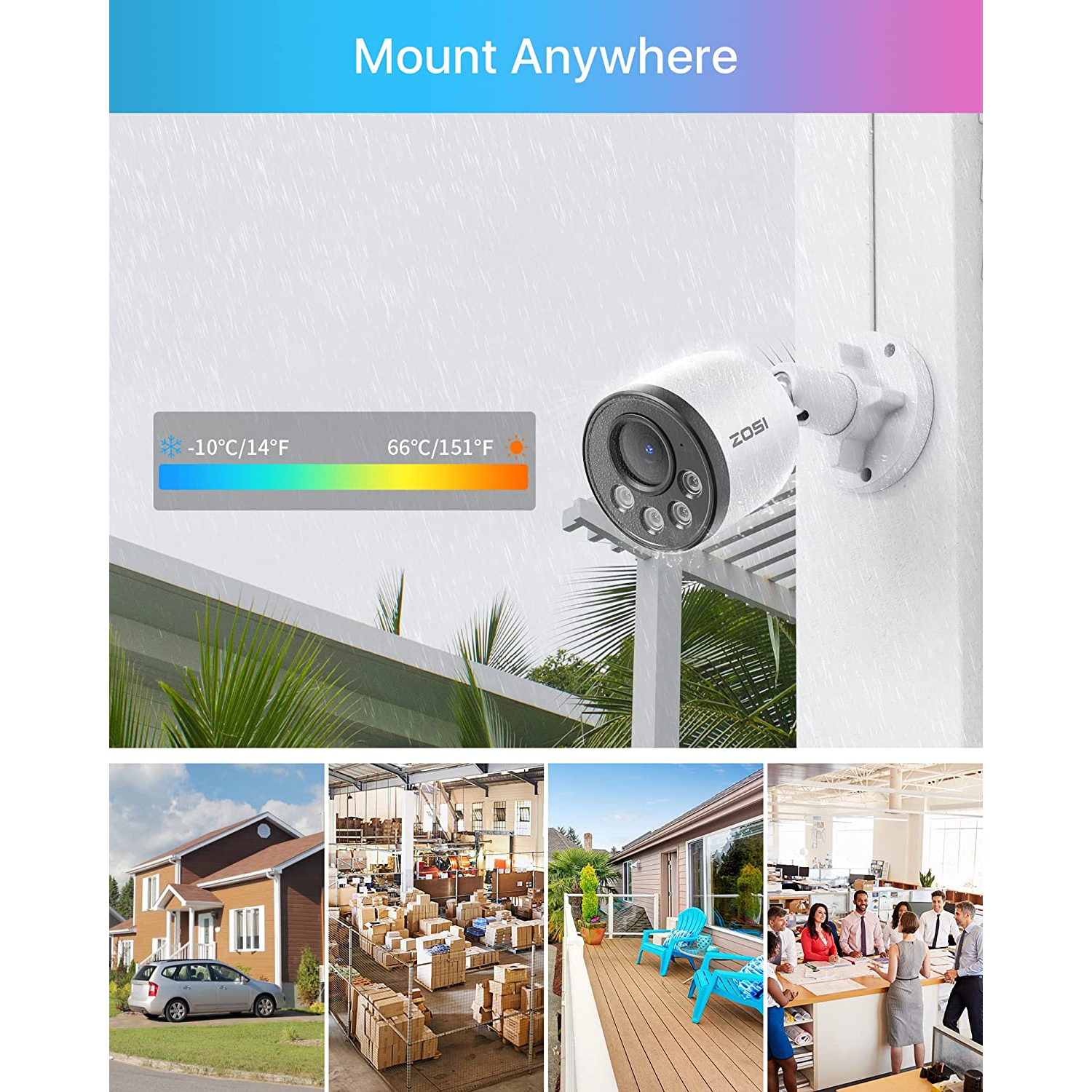 ZOSI H.265+ 8CH 5MP PoE NVR Home Security Camera System with 2TB HDD, 4Pcs 4MP Wired PoE IP Surveillance Cameras Outdoor with 100ft Night Vision,