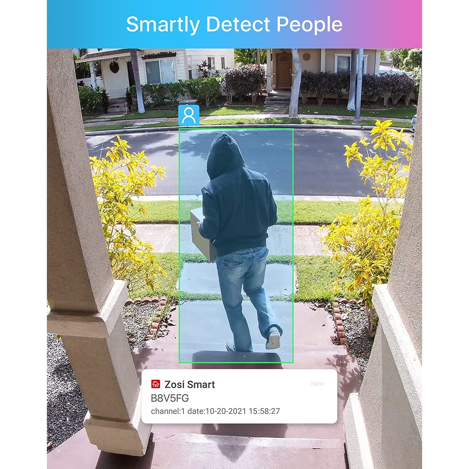 ZOSI H.265+ 8CH 5MP PoE NVR Home Security Camera System with 2TB HDD, 4Pcs 4MP Wired PoE IP Surveillance Cameras Outdoor with 100ft Night Vision,