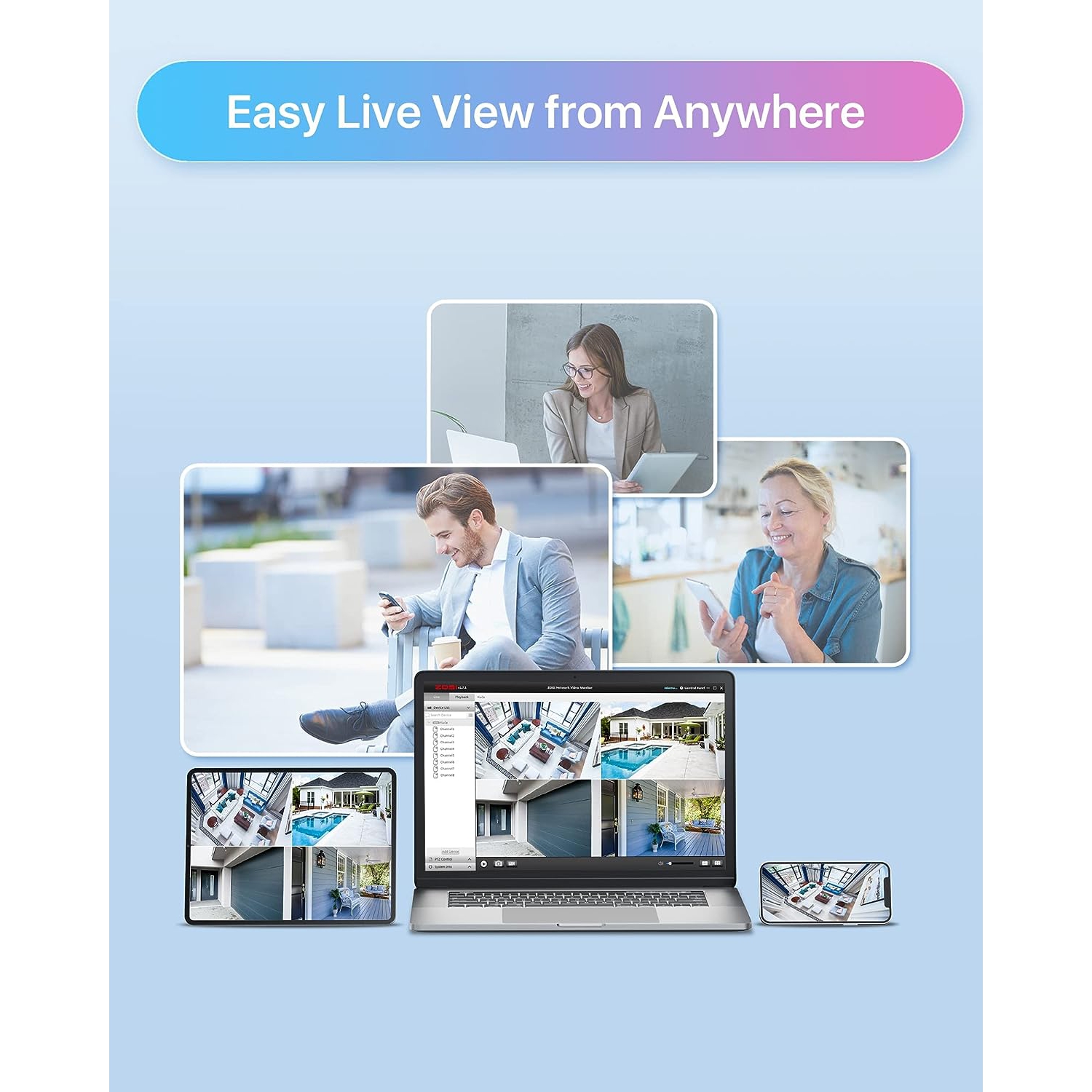 ZOSI H.265+ 8CH 5MP PoE NVR Home Security Camera System with 2TB HDD, 4Pcs 4MP Wired PoE IP Surveillance Cameras Outdoor with 100ft Night Vision,