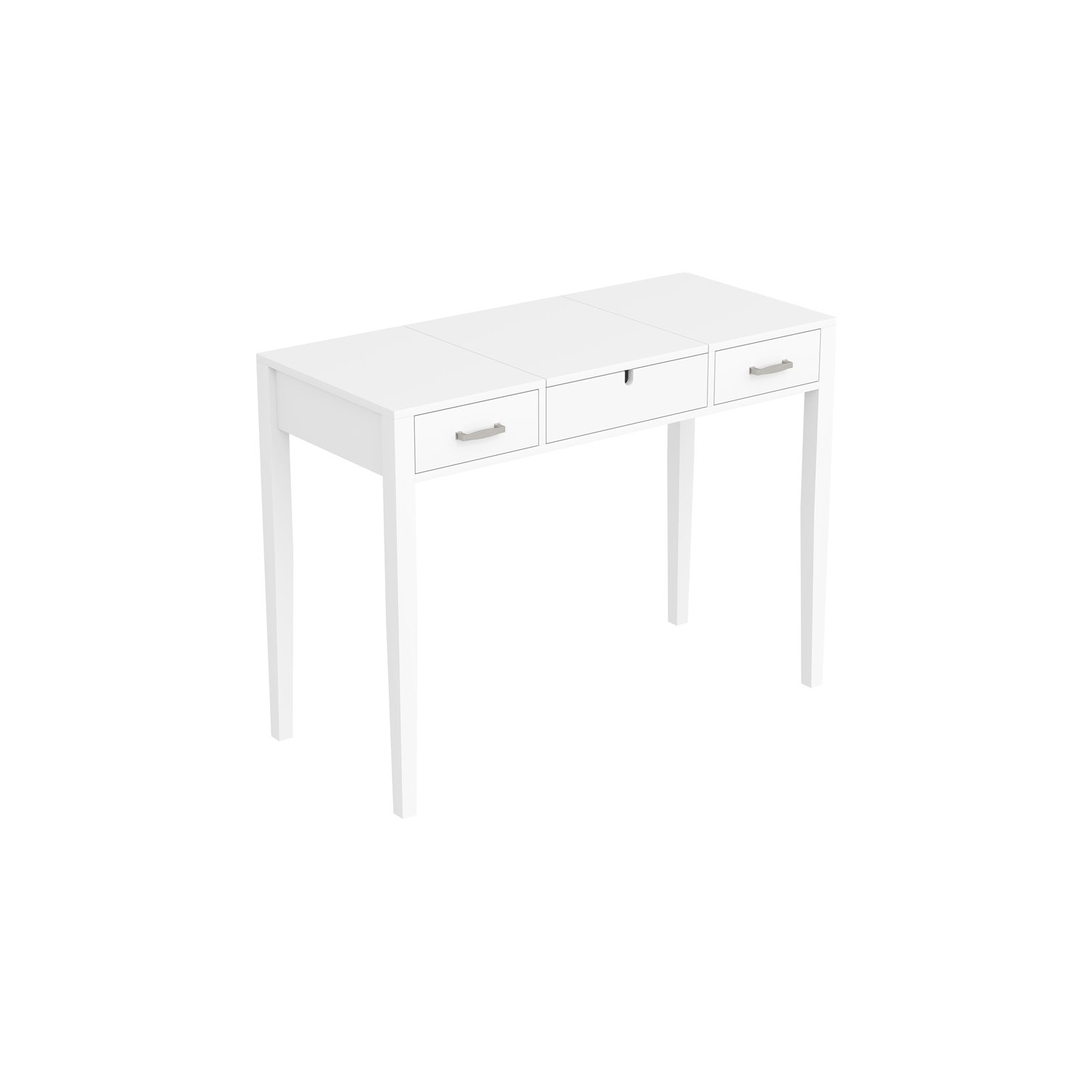 VANITY 40L WHITE 2 DRAWERS 1 FOLDABLE MIRROR