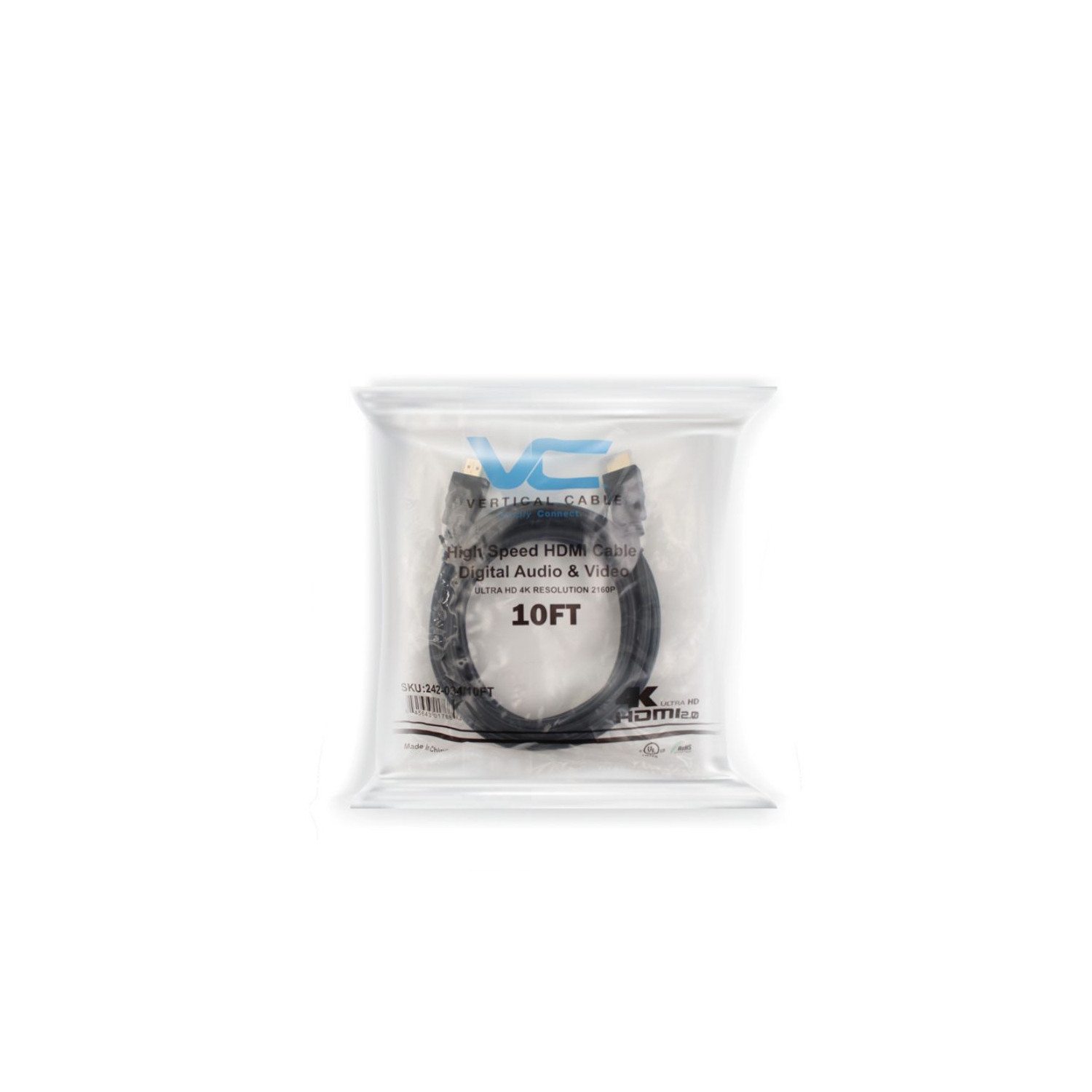 Vertical Cable High Speed Gold Plated HDMI 4K 2.0 Cable - 3-meter - Black