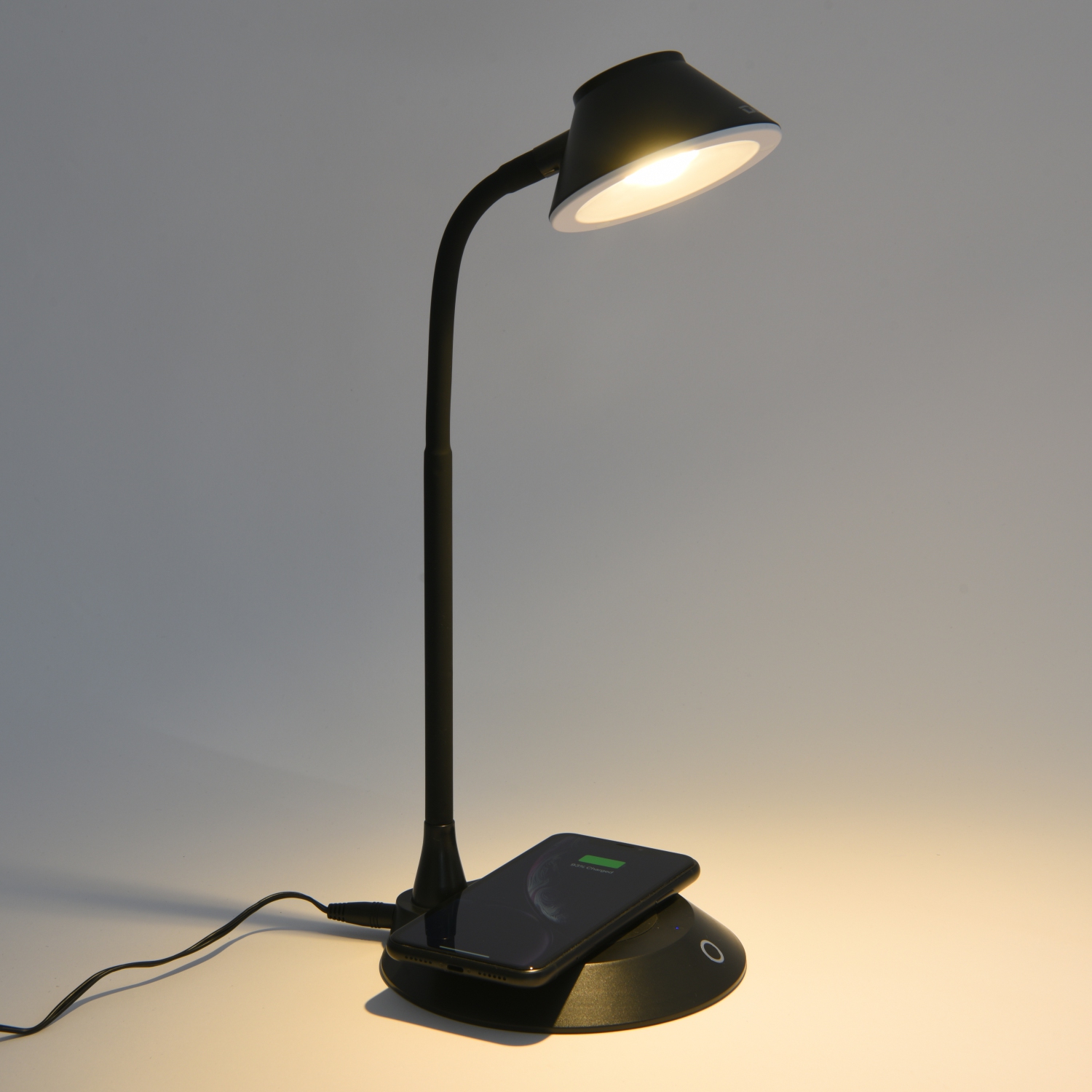 DAC – Lampe de bureau DEL avec chargeur sans fil, noir