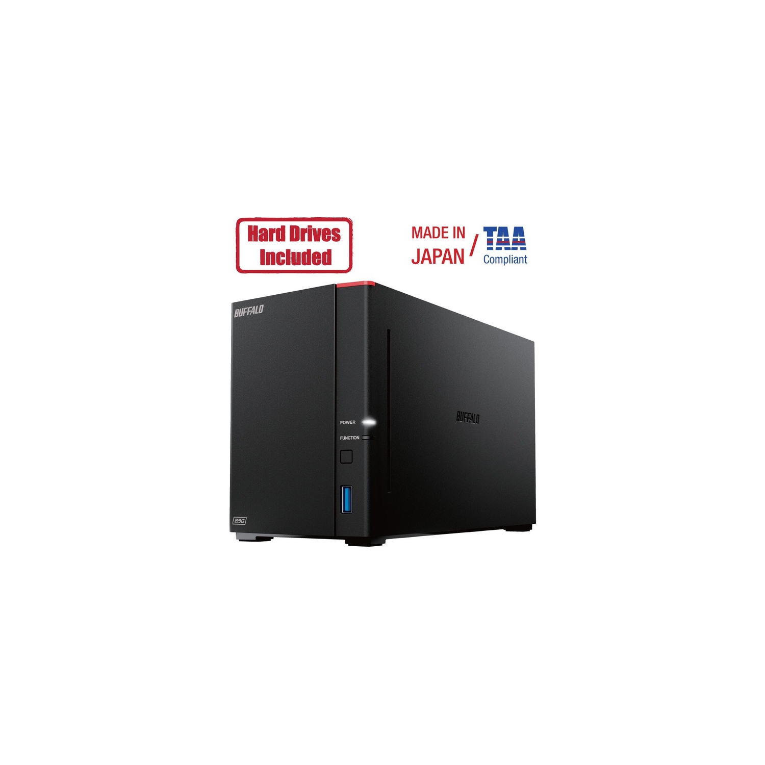 Buffalo LinkStation 720D 16TB Personal Cloud Storage Hard Drives Included (2 x 8TB, 2 Bay)