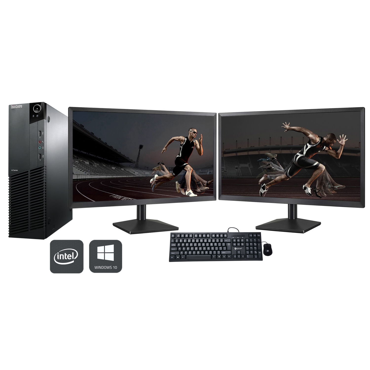 Refurbished (Good) - Lenovo ThinkCentre M83 SFF Desktop PC with Dual (2) New 20" Inch HDMI Monitor - WebCAM - Intel Core i7-4770 3.40 GHz 32GB RAM 1TB SSD Windows 10 Pro WiFi