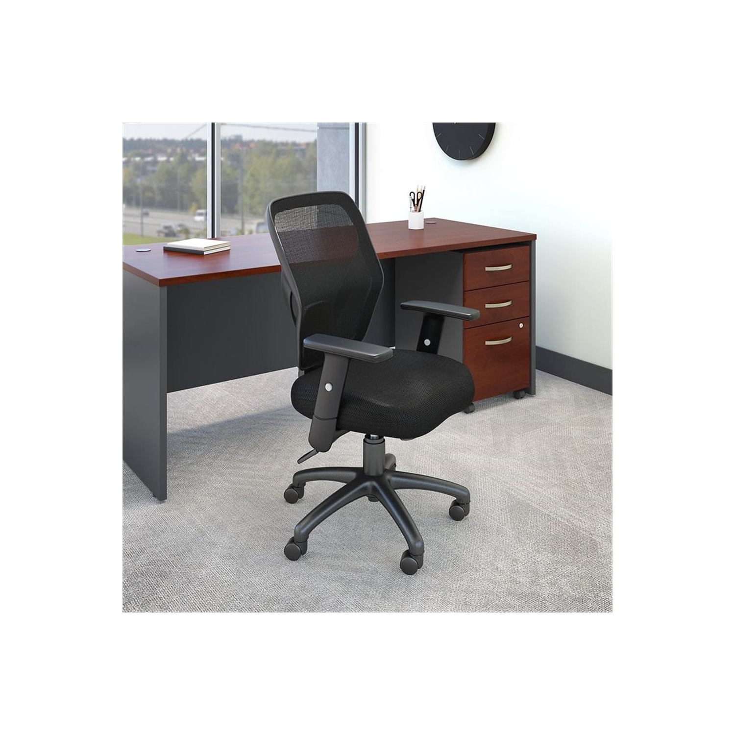 Accord Mesh Back Office Chair on Casters in Black - Fabric