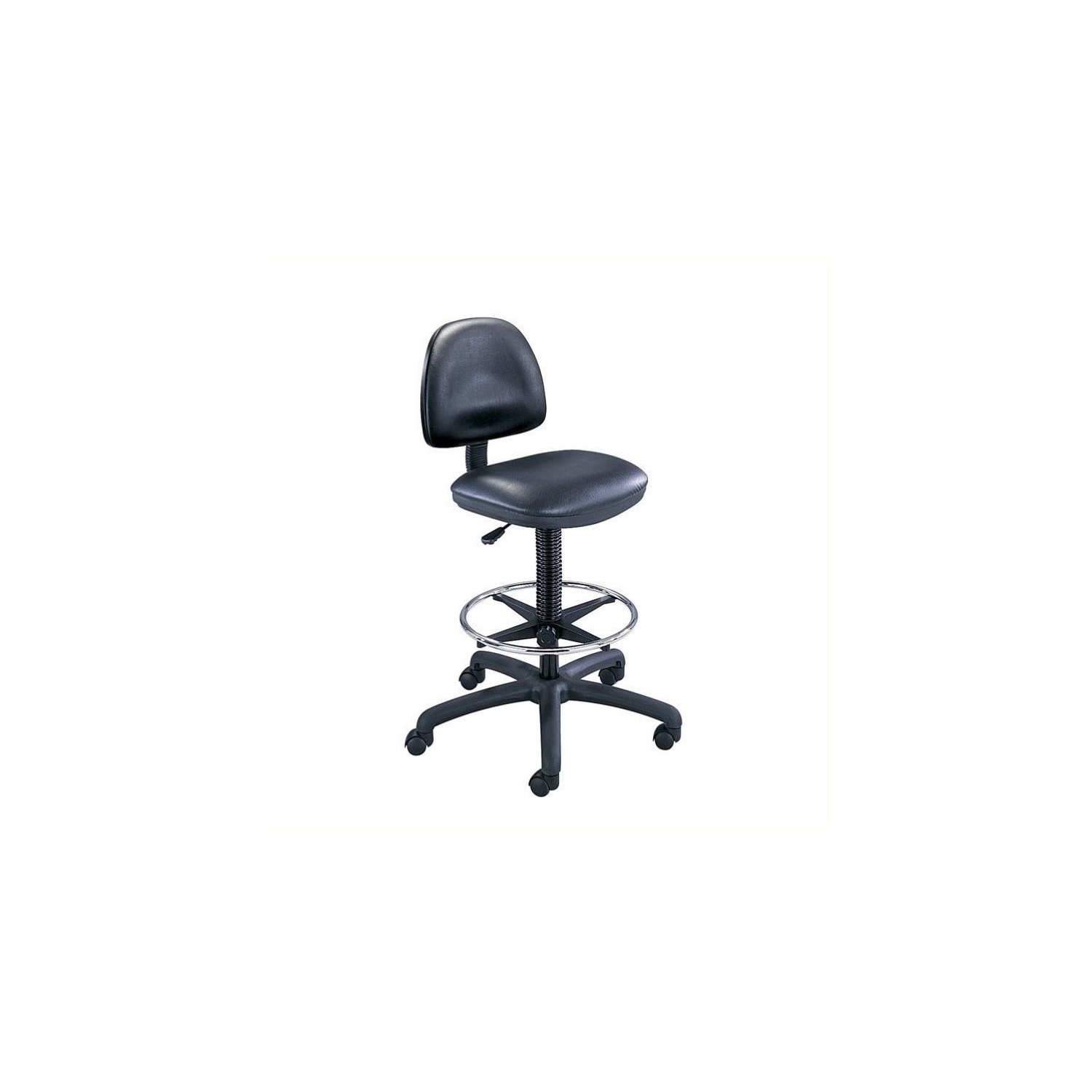 Scranton & Co Black Vinyl Drafting Chair with Ring Foot Rest