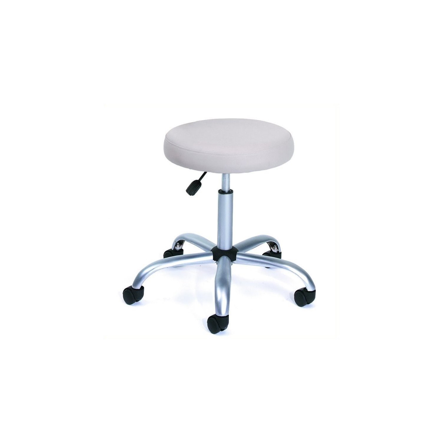 Scranton & Co 26.5" Transitional Fabric Armless Doctor's Stool in Beige/Black