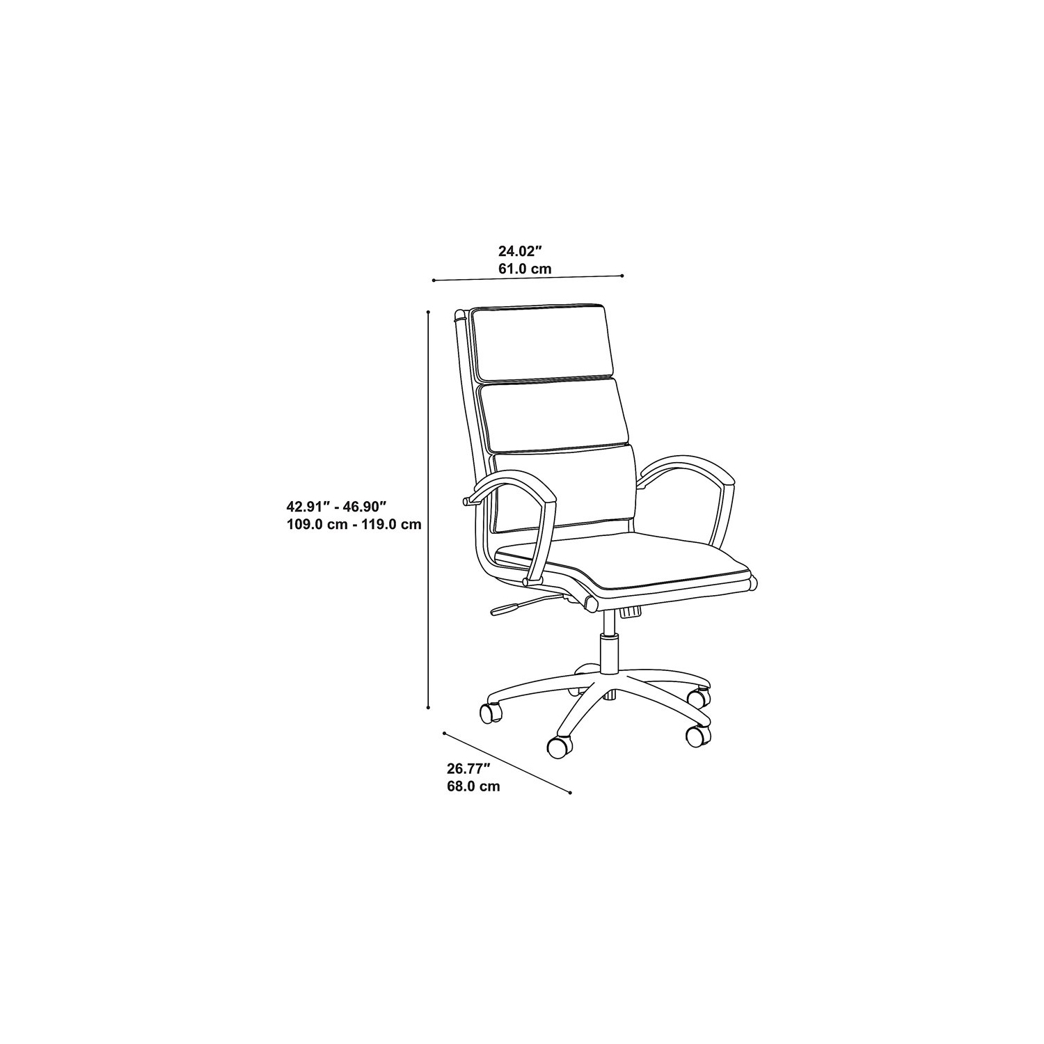 Office by kathy ireland Echo High Back Leather Executive Chair in Washed Gray
