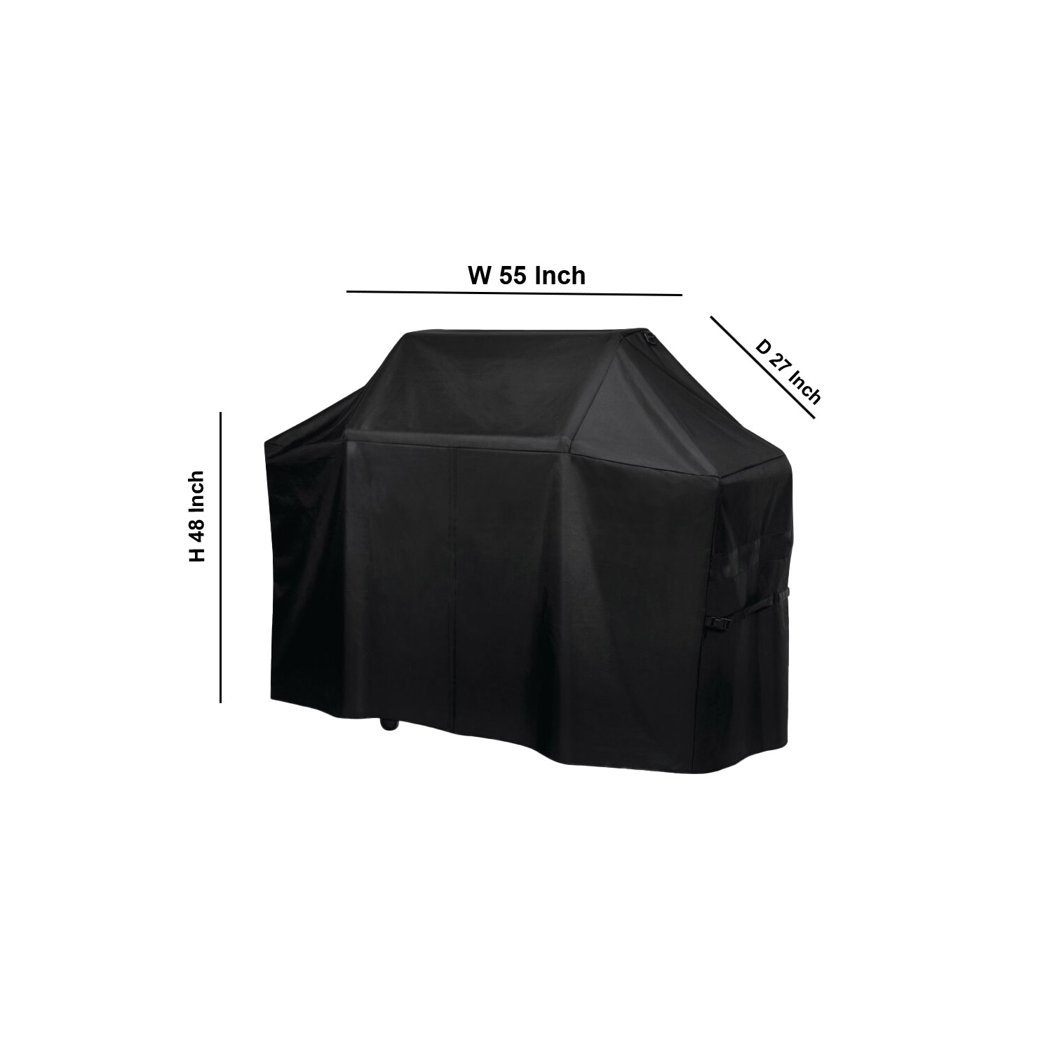 Kikcoin Grill Cover Black 600D Oxford Fabric Barbecue Gas Grill Cover Resistant to Rip and Fade with Air Vents & Adjustable Buckles 55 inch BBQ Grill Covers Heavy Duty Waterproof 
