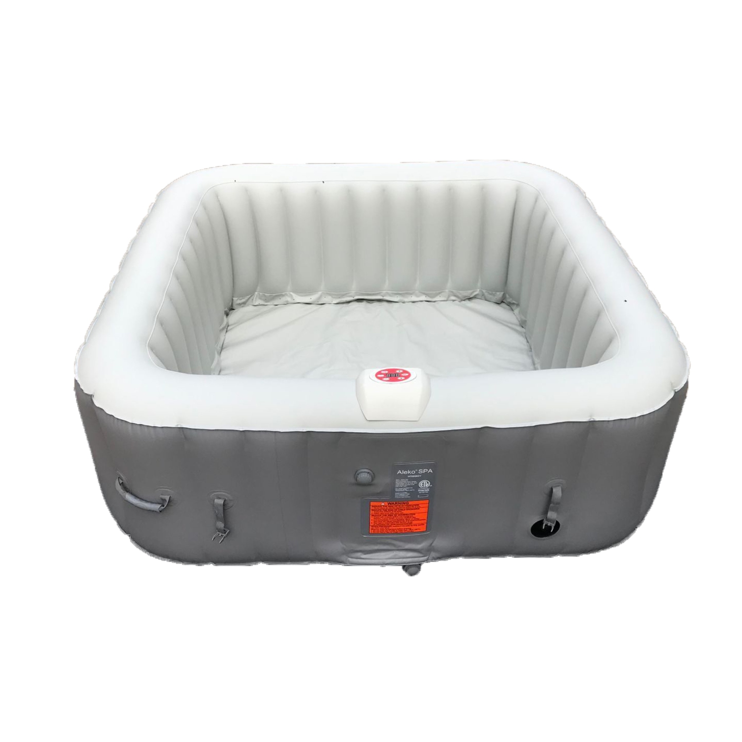 ALEKO HTISQ4WHGY Square Inflatable Jetted Hot Tub Spa With Cover - 4 Person - 160 Gallon - Gray