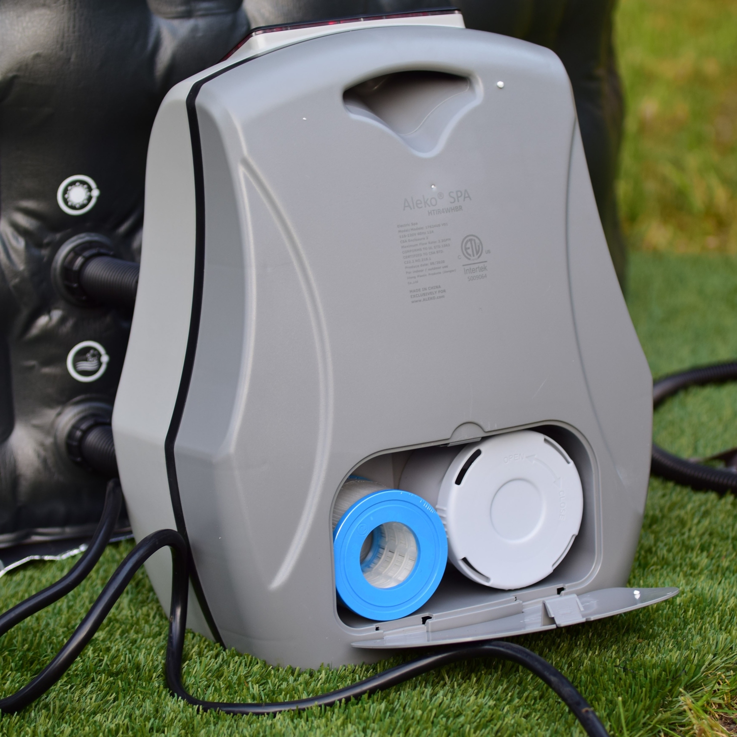 Spa gonflable rond avec couvercle HTIR4WHBR d’ALEKO - 4 personnes - 211 gallons - Brun