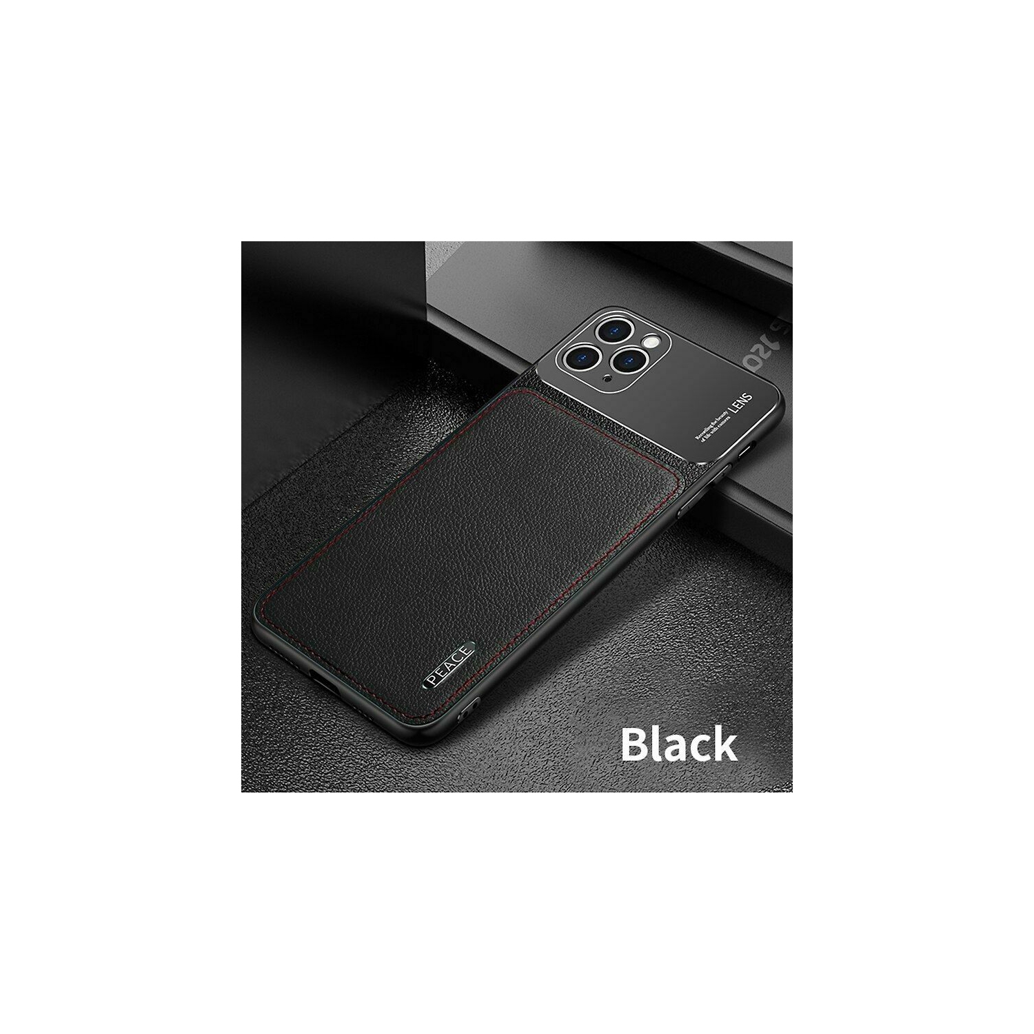 Luxury Leather Matte Aluminum Metal Back Case Texture Cover for iPhone 12 / 12 Pro