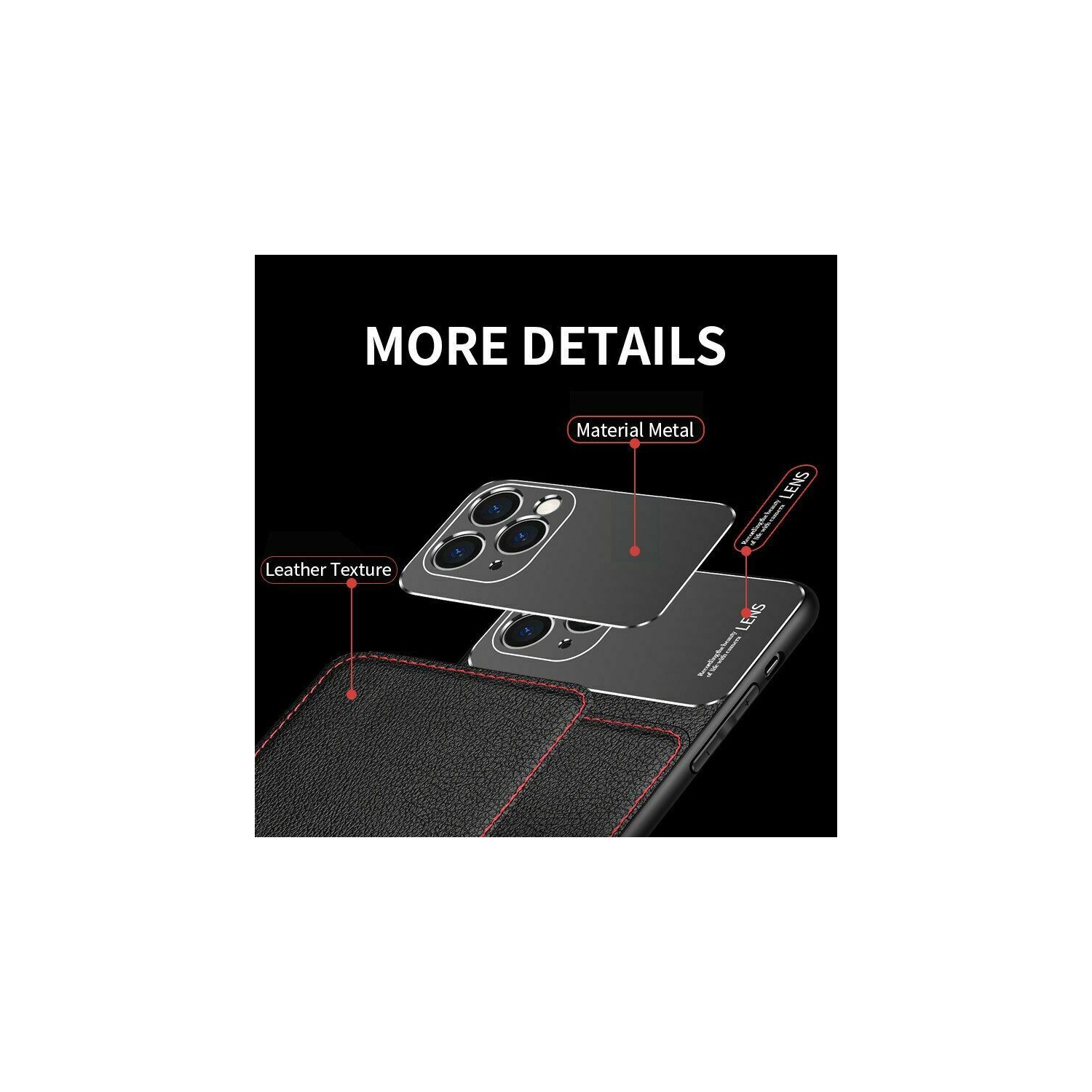 Luxury Leather Matte Aluminum Metal Back Case Texture Cover for iPhone 12 / 12 Pro