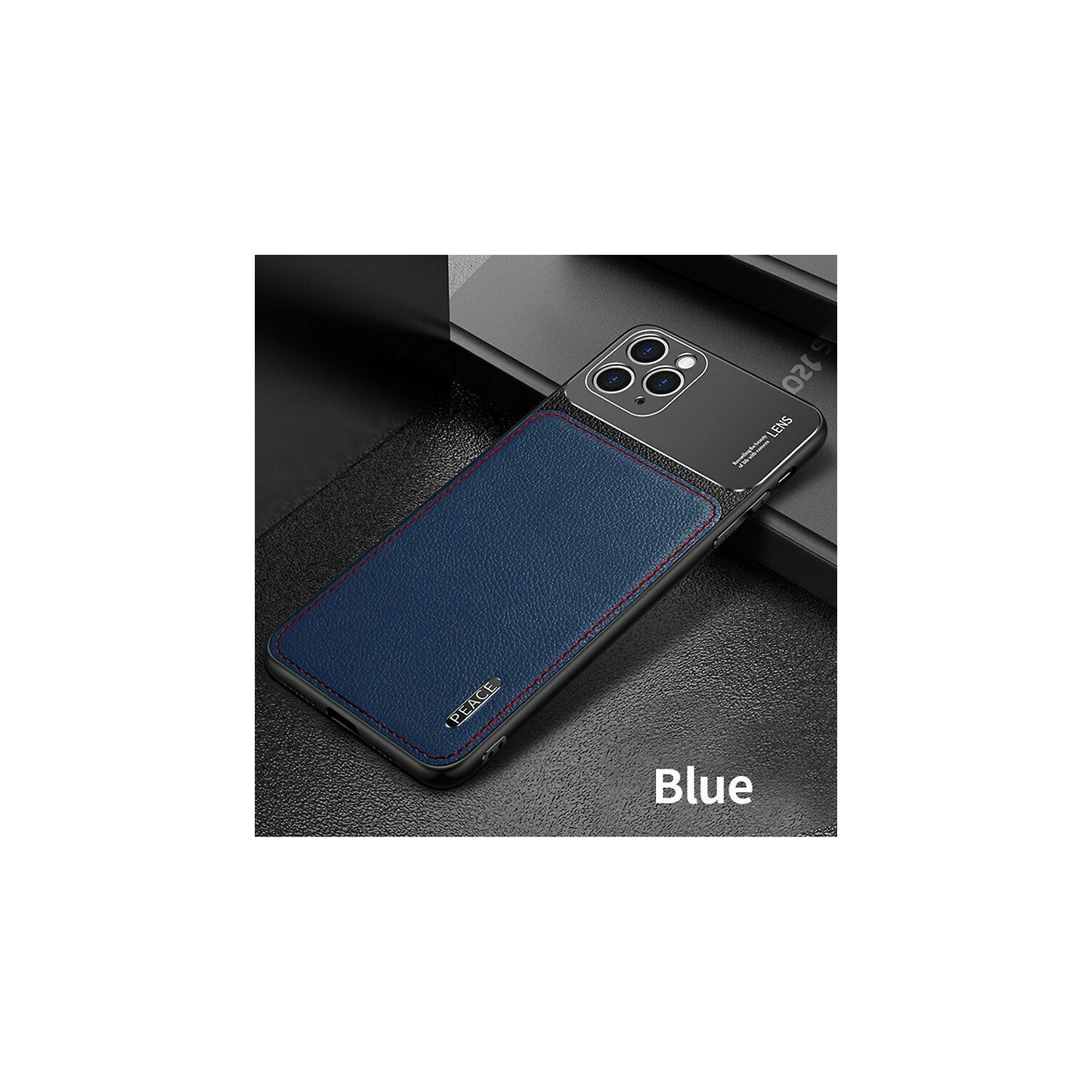 Luxury Leather Matte Aluminum Metal Back Case Texture Cover for iPhone 12 / 12 Pro