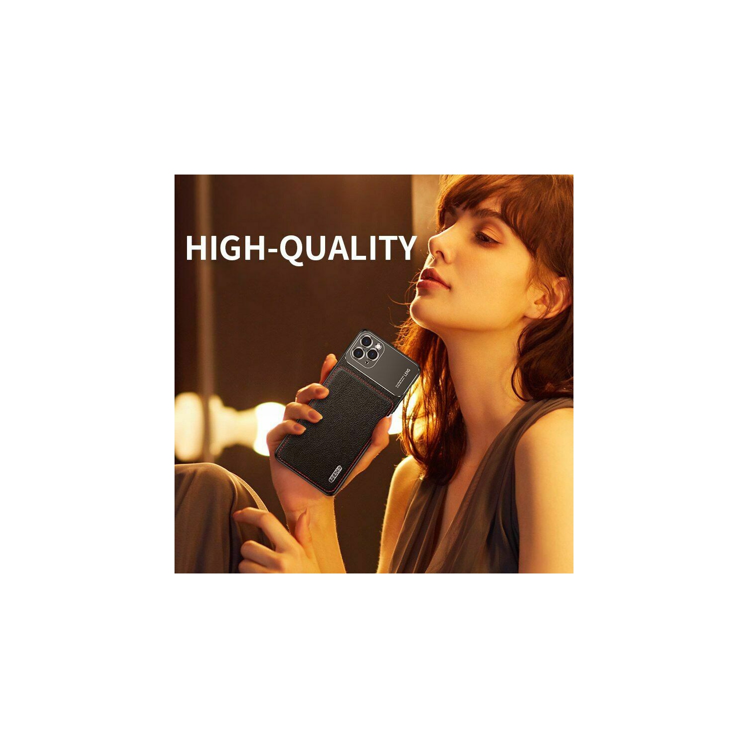 Luxury Leather Matte Aluminum Metal Back Case Texture Cover for iPhone 12 / 12 Pro