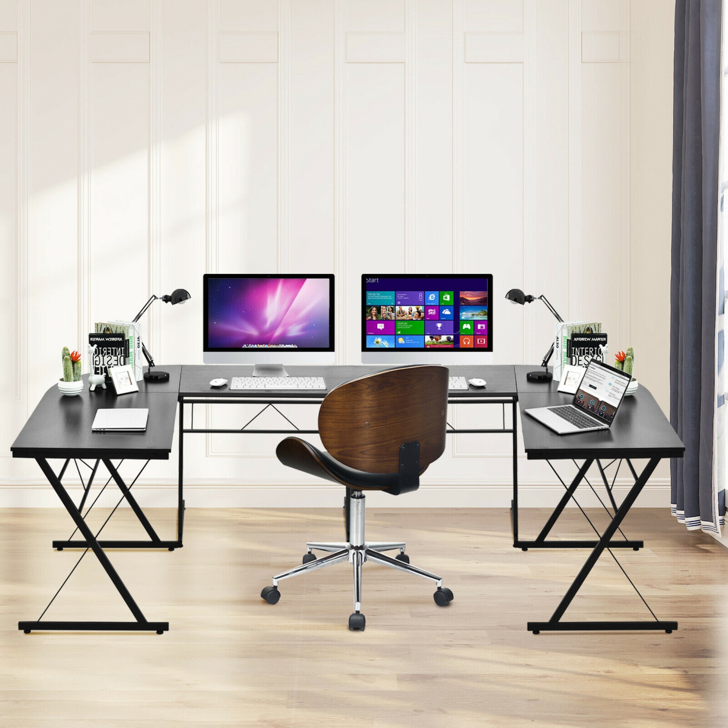 Gymax 59'' L-Shaped Corner Desk Home Office Computer Table Study Workstation