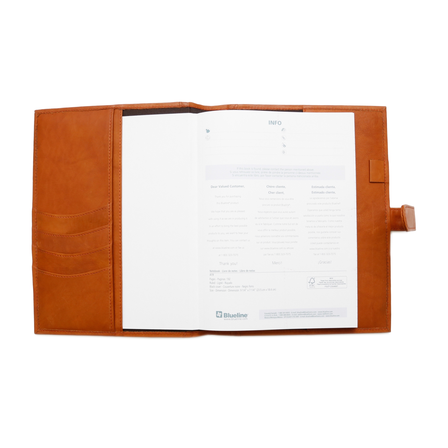 Ashlin® DESIGNER | HOUGH Refillable Journal with book card pockets strap
