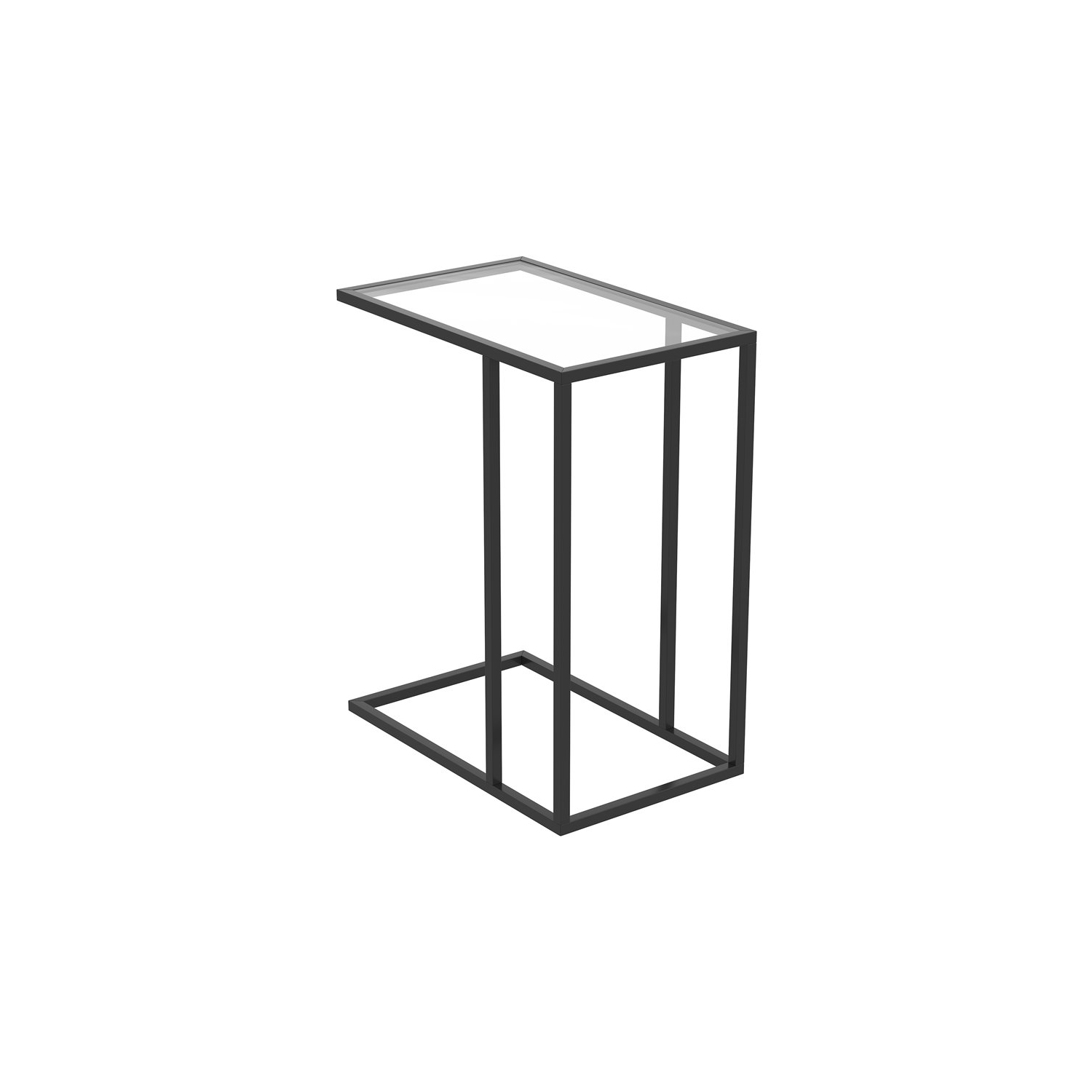 Accent Table 19L C-Shaped Glass Black Metal