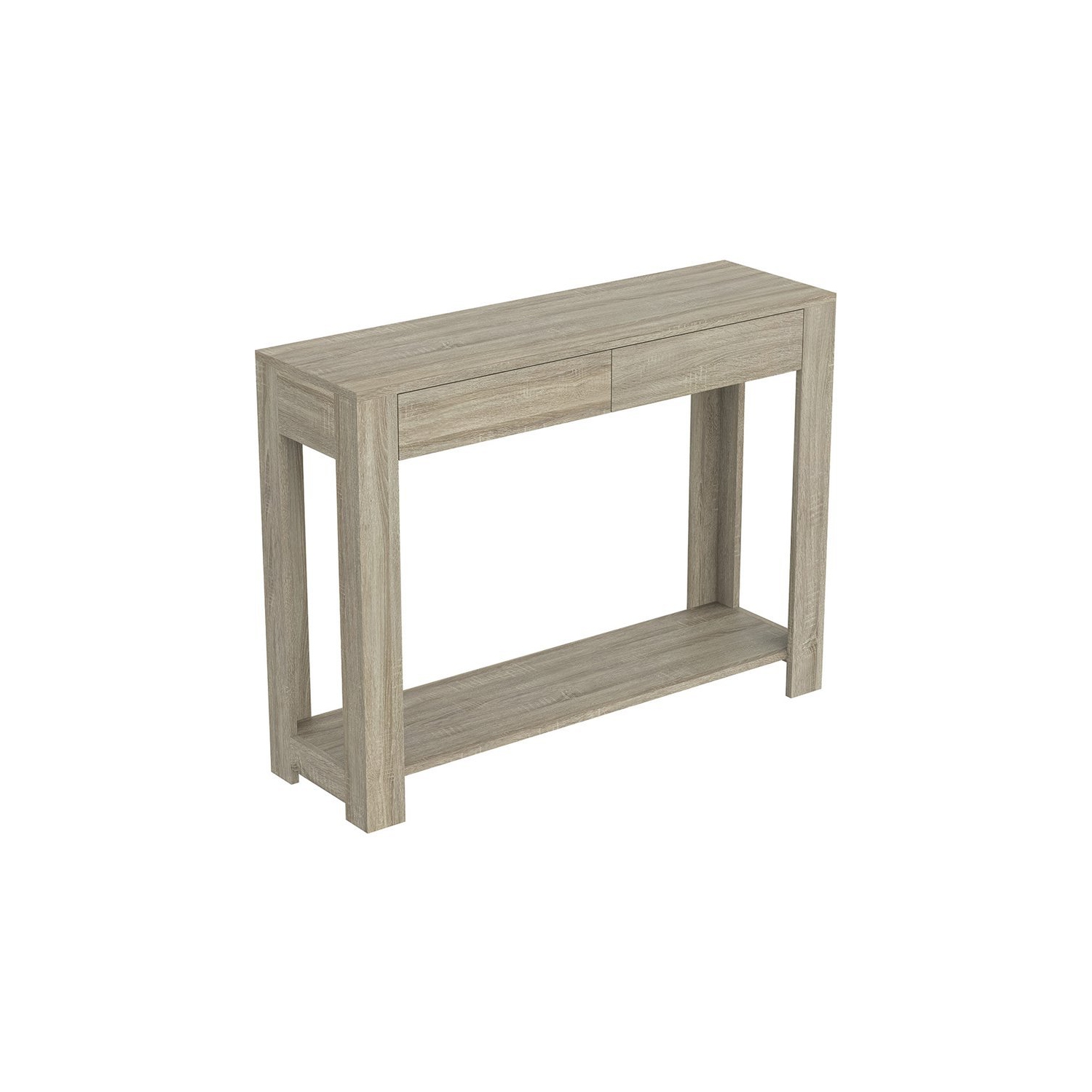 Table Console 40L Taupe Foncé 2 Tirroirs 1 Étagère