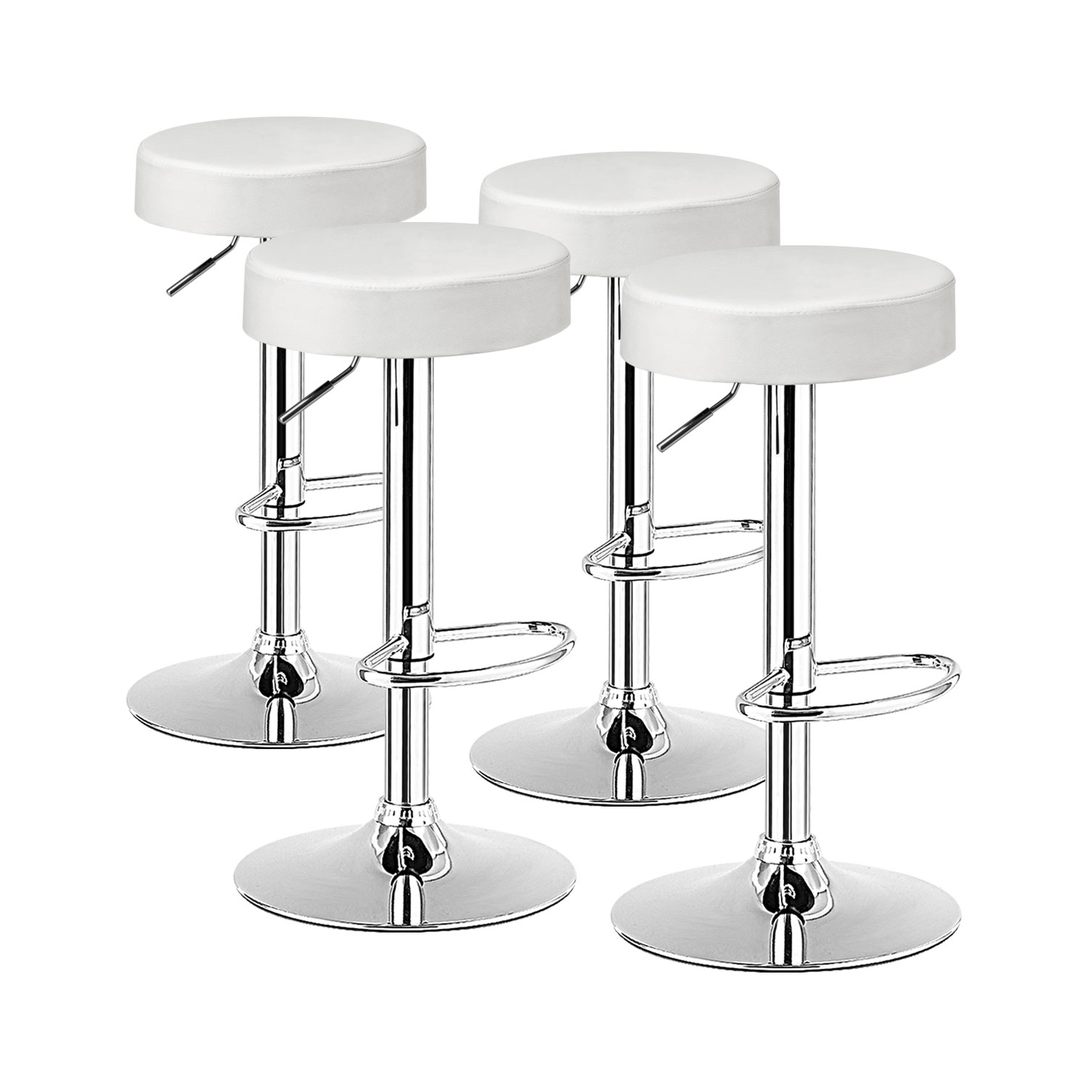 Costway Set of 4 Round Bar Stool Adjustable Swivel Pub Chair w/ Footrest