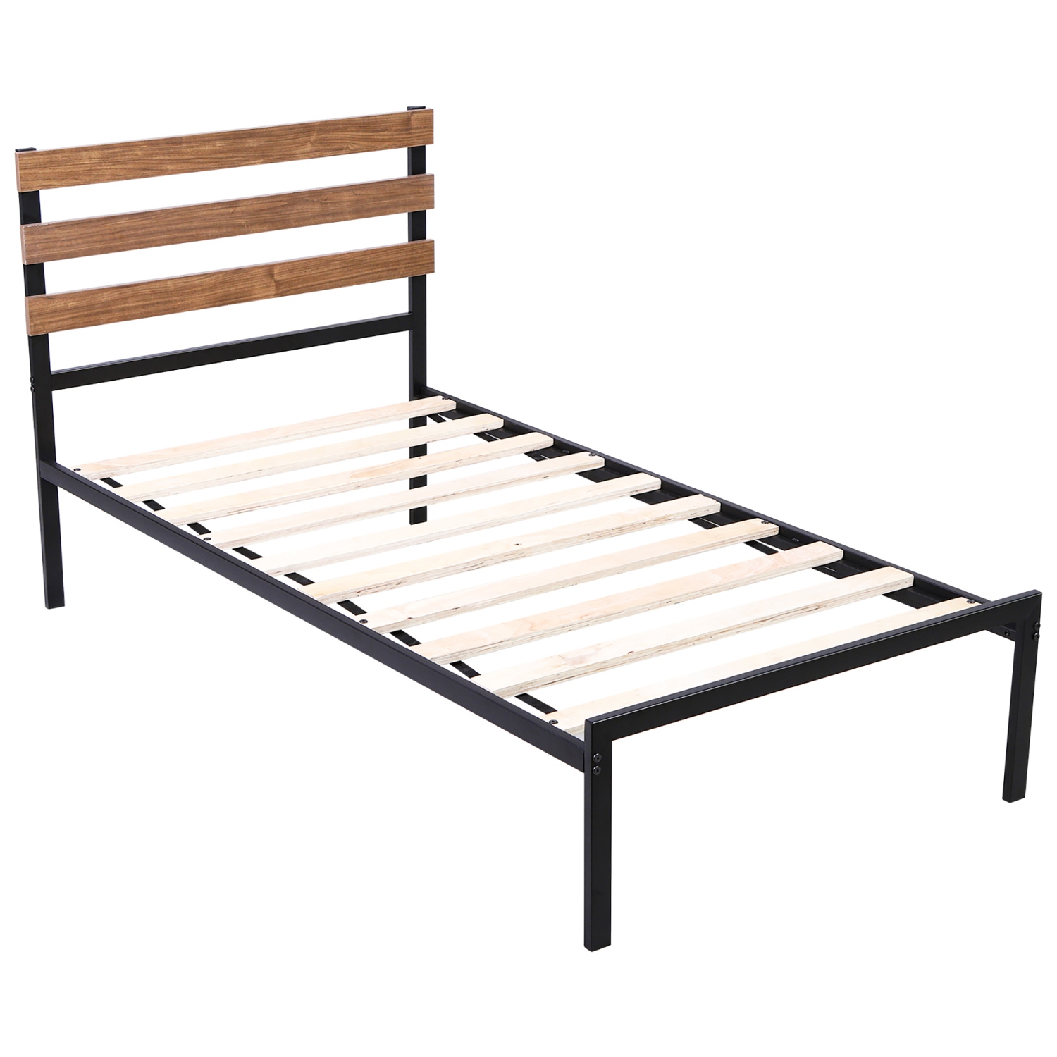 Costway Twin Size Metal Platform Bed Frame Mattress Foundation wooden Headboard
