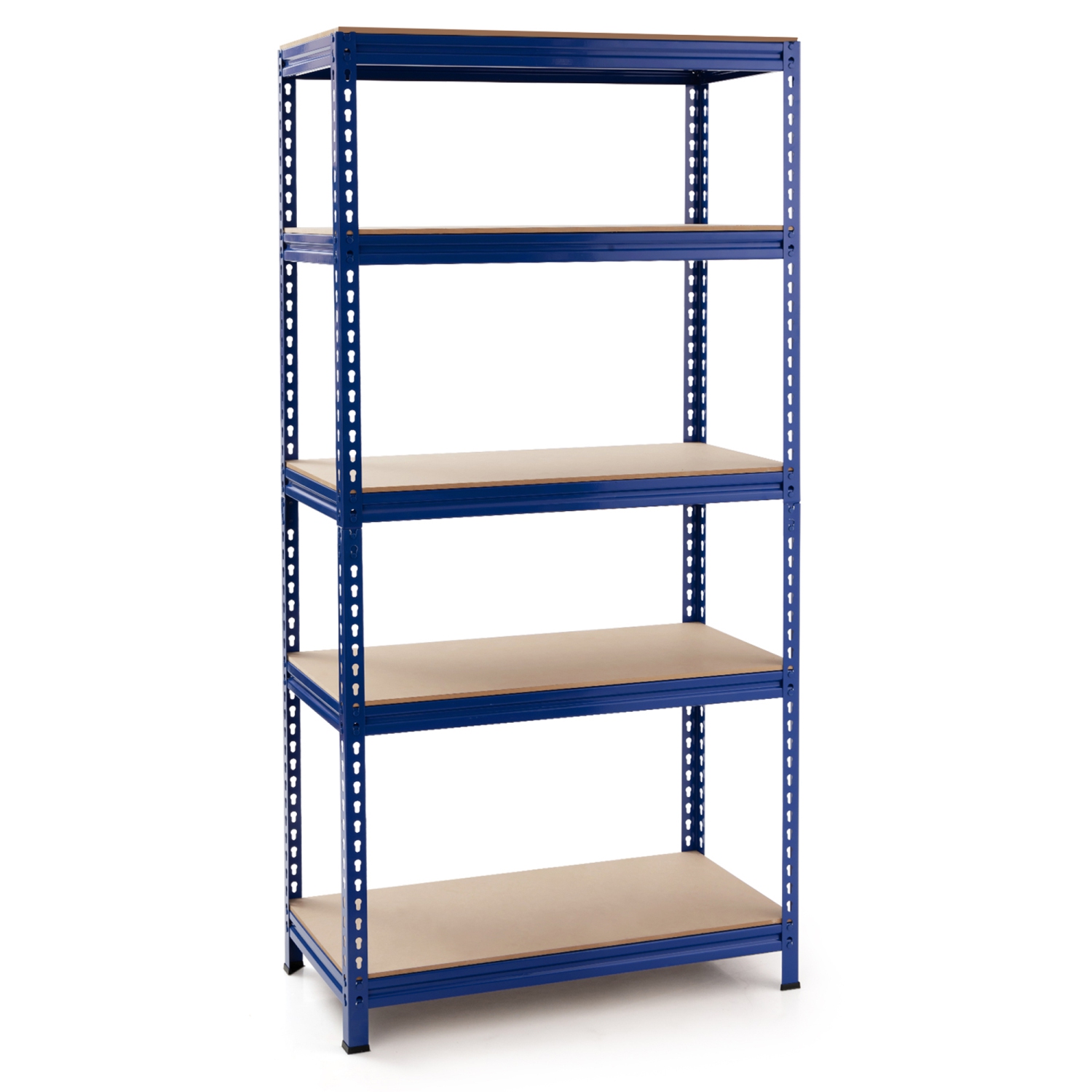 Gymax 73'' Metal 5-Tier Garage Storage Rack Shelf Freestanding w/ Adjustable Unit Blue
