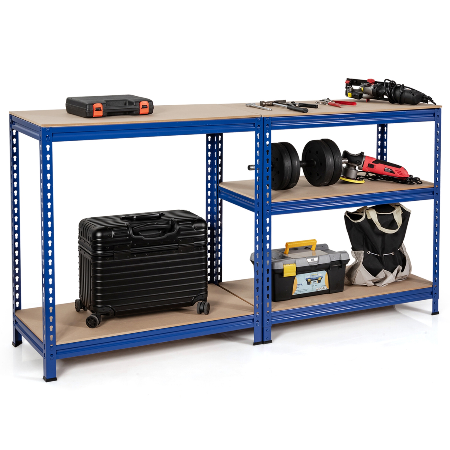 Gymax 73'' Metal 5-Tier Garage Storage Rack Shelf Freestanding w/ Adjustable Unit Blue