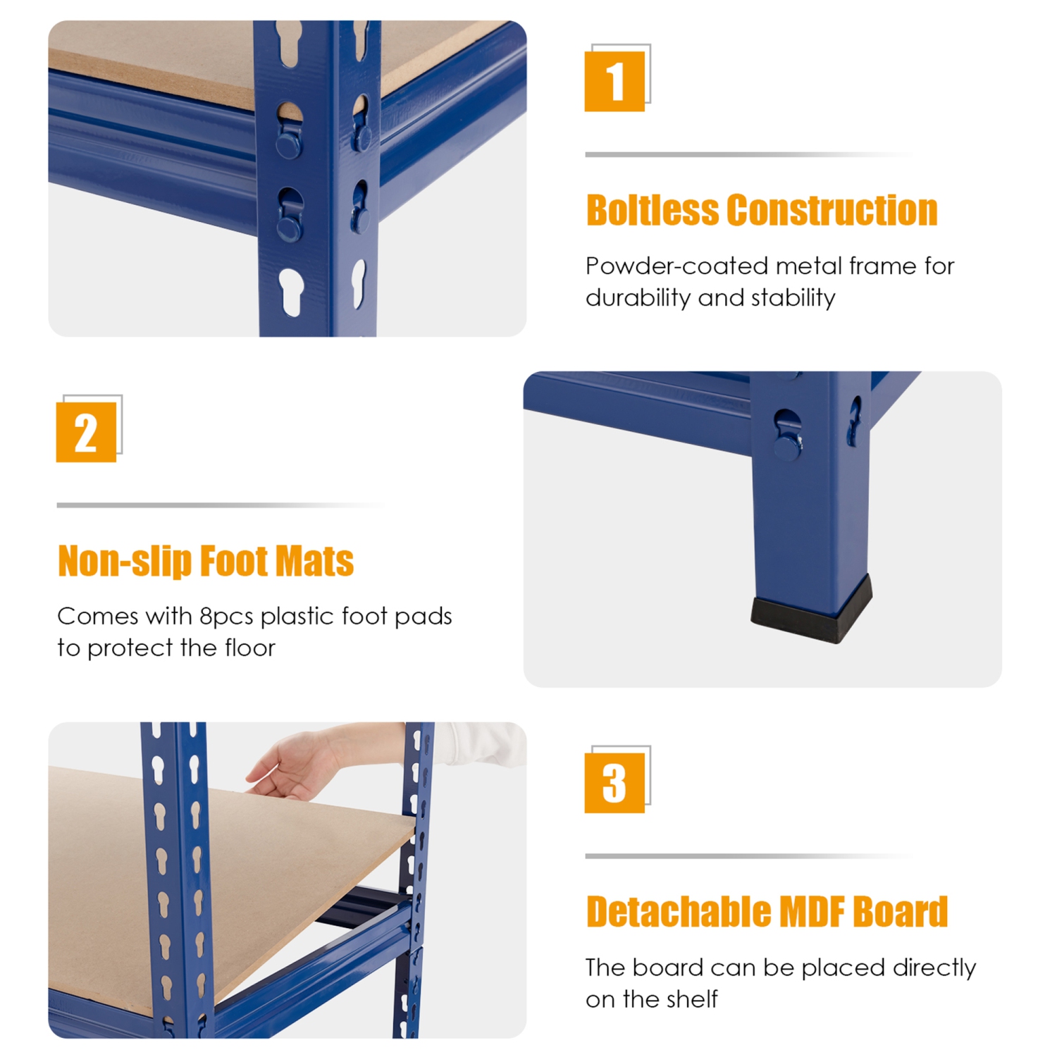 Gymax 73'' Metal 5-Tier Garage Storage Rack Shelf Freestanding w/ Adjustable Unit Blue