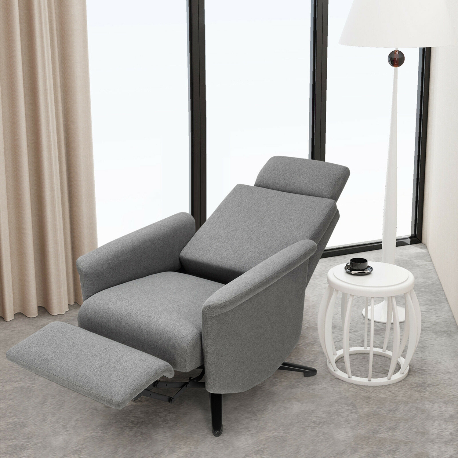 Gymax Massage Recliner Chair Swivel Single Sofa Lounge w/Adjustable Headrest