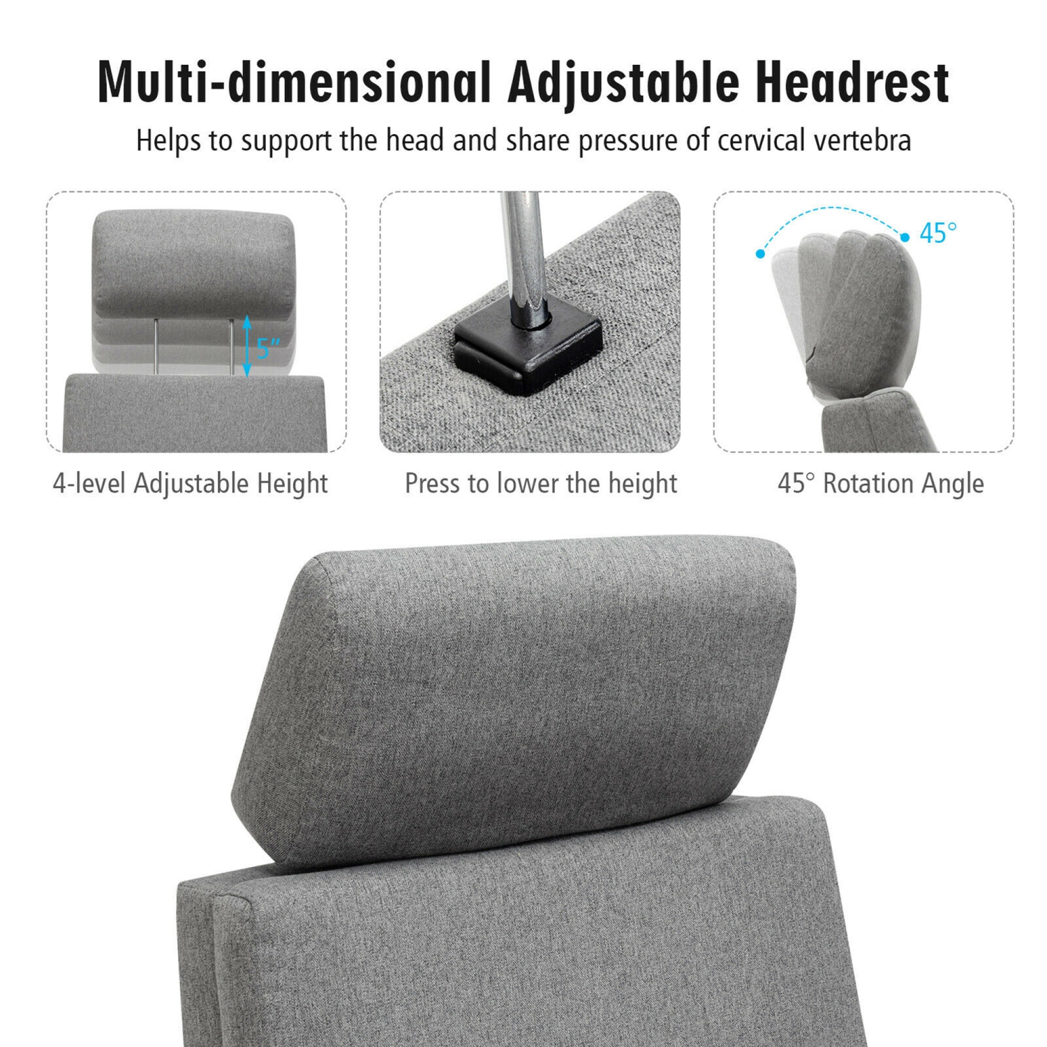 Gymax Massage Recliner Chair Swivel Single Sofa Lounge w/Adjustable Headrest