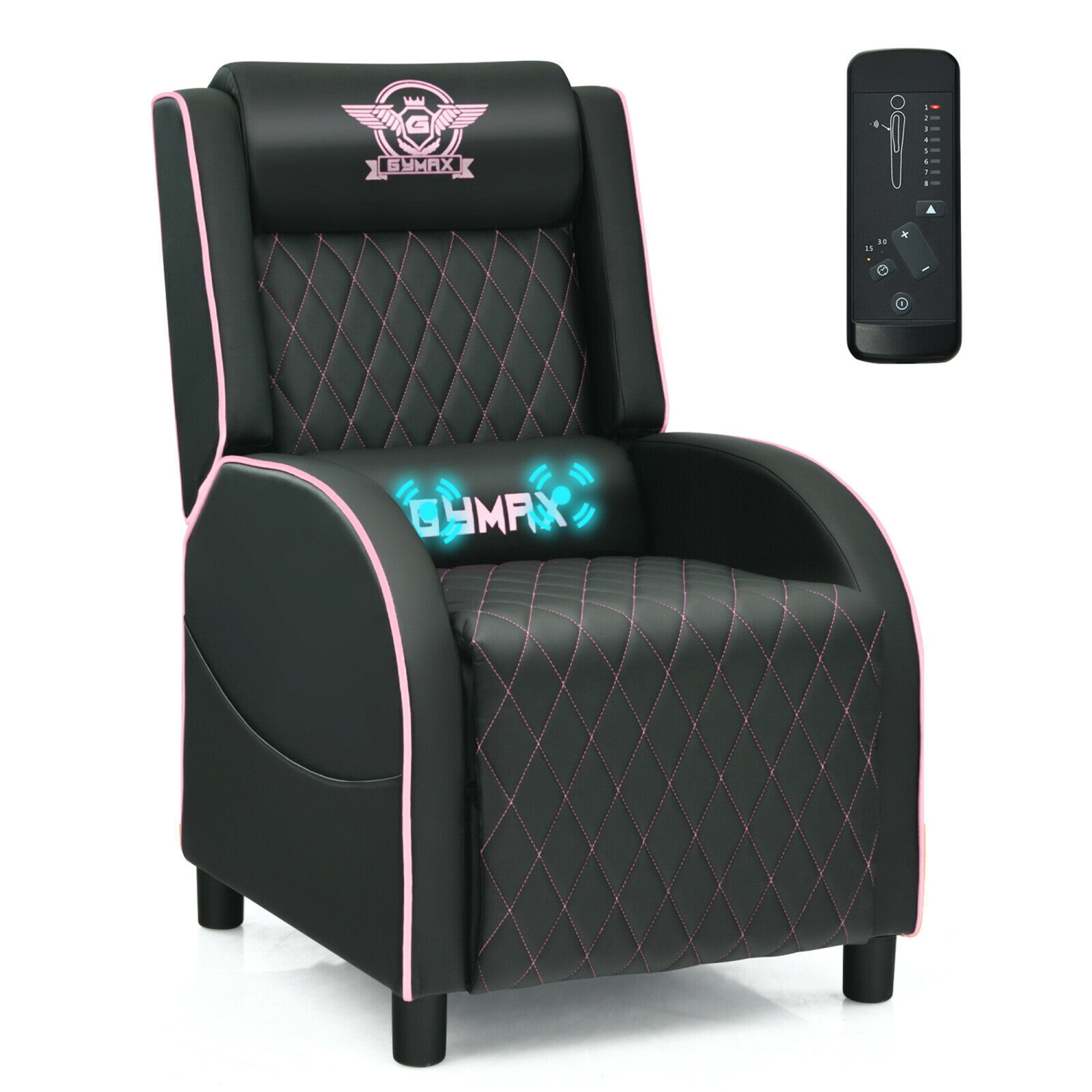 Gymax Massage Gaming Recliner Chair Leather Single Sofa Home Theater Seat