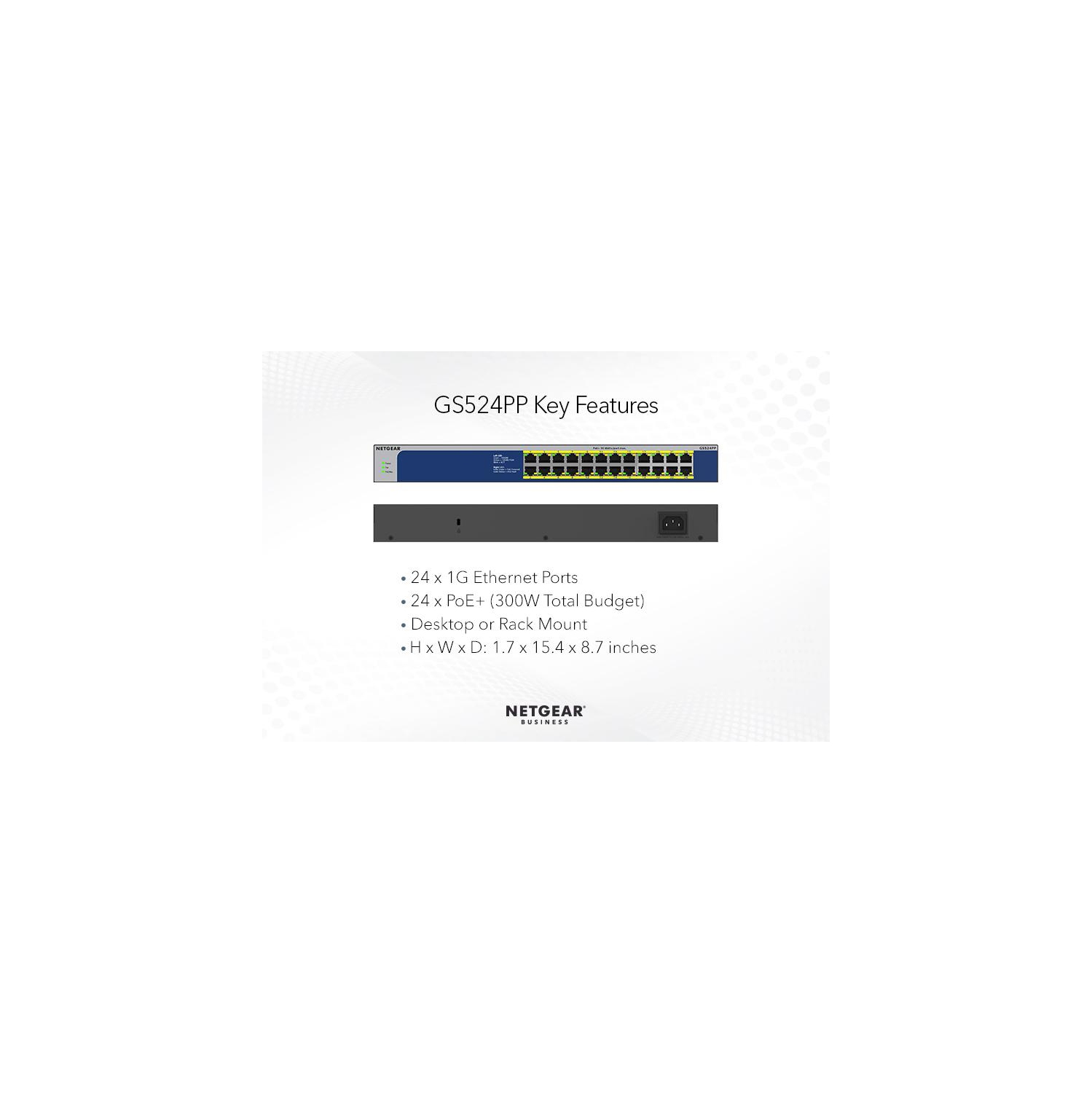 Netgear 24-Port Gigabit PoE+ Compliant Unmanaged Switch -