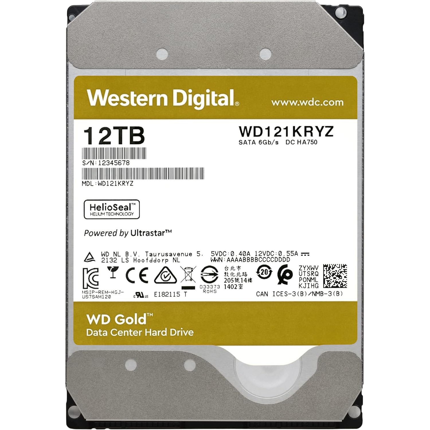 Western Digital WD181KRYZ Gold Enterprise Class SATA HDD Internal Storage, 18TB