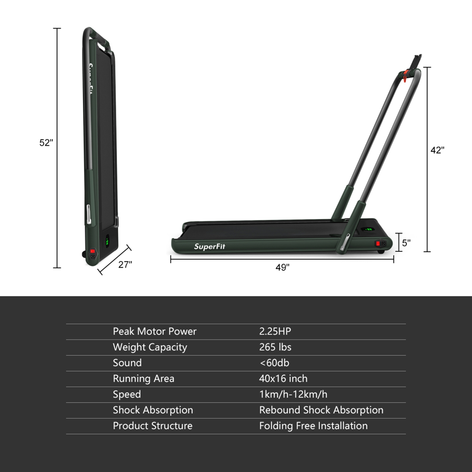 Gymax 2.25HP Under Desk Electric Pad Treadmill Running Machine w/ APP