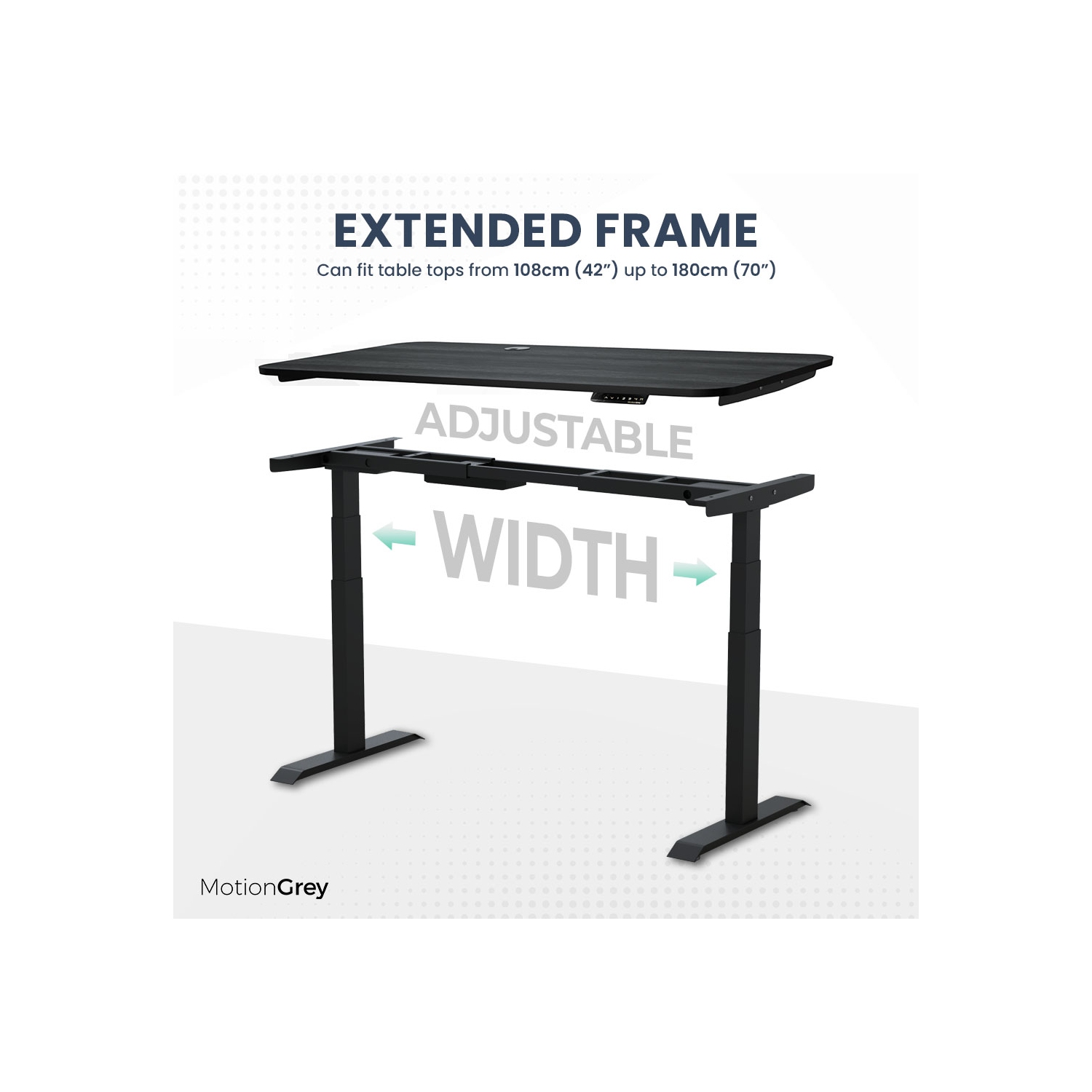 MotionGrey Height Adjustable German Electric Dual Motors Sit to Stand Computer Home Table and Office Standing Desk - Black Frame with Tabletop