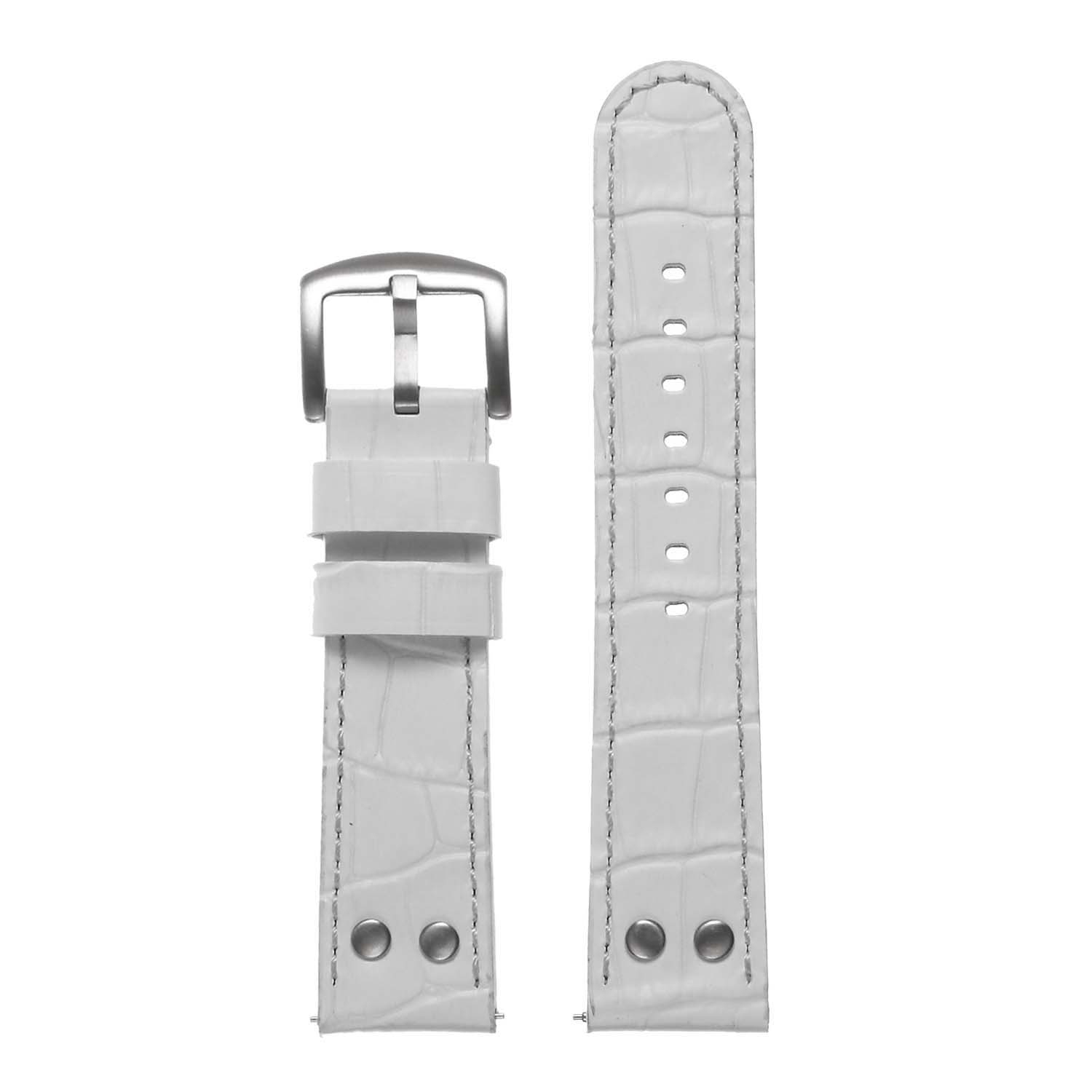 DASSARI Croc Embossed Leather Pilot Watch Band Strap for Samsung Galaxy Watch - 22mm - for 46mm Galaxy Watch - White