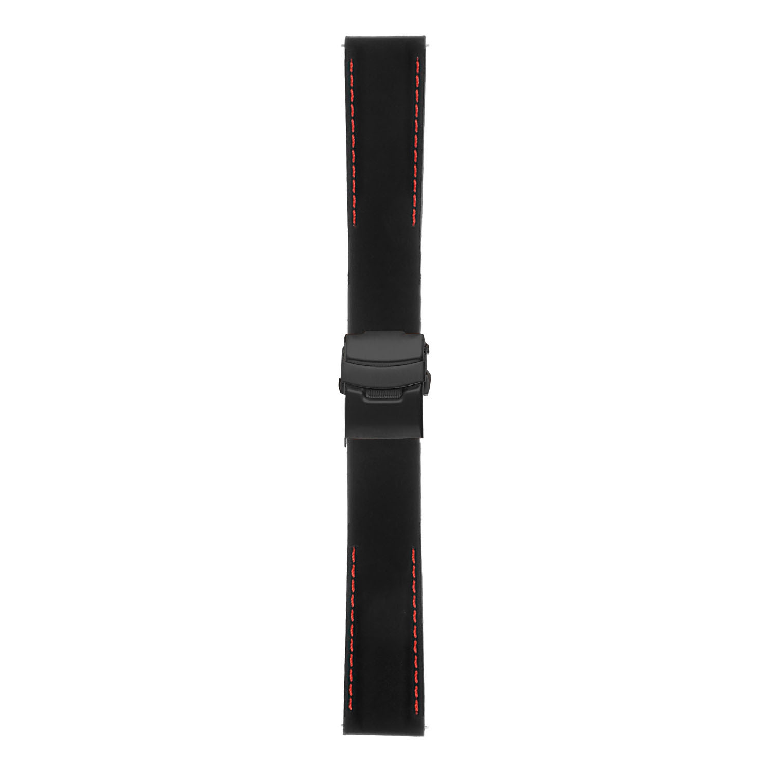 StrapsCo Silicone Rubber Watch Strap with Stitching for Samsung Gear S3 Frontier - Black & Red