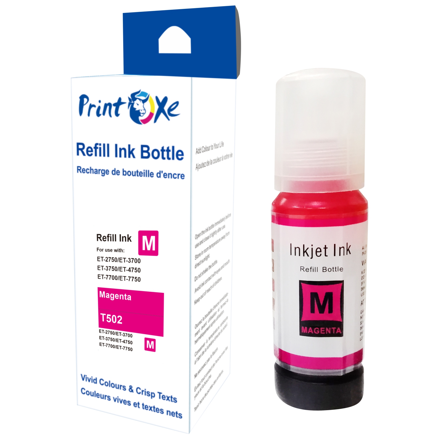 PRINTOXE® T502 Compatible Ink Refill 5 Bottles of Set plus Black 502 ; T502120 T502220 T502320 T502420 For Epson EcoTank Expression