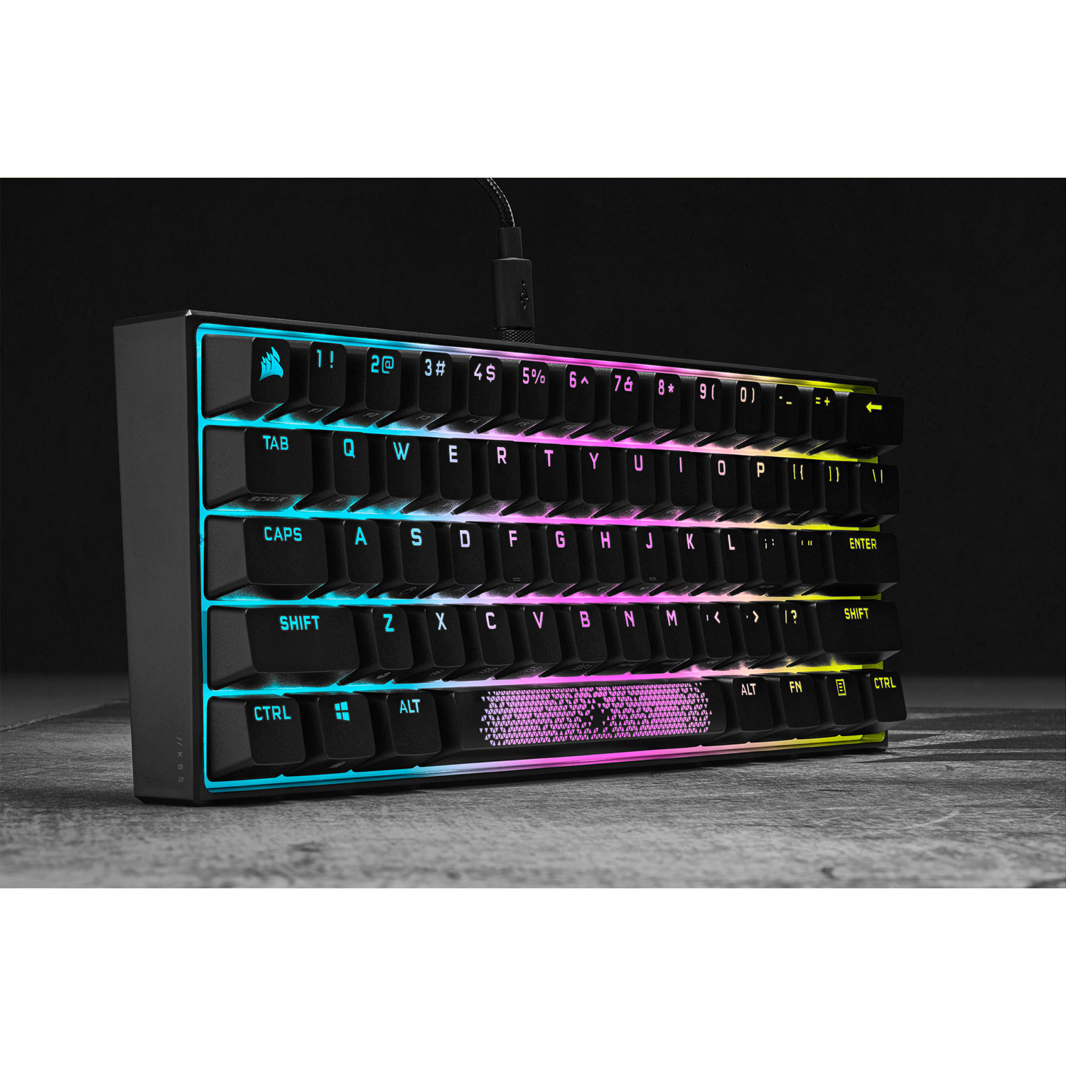 Corsair K65 Mini Backlit Mechanical Cherry MX Speed RGB Silver Gaming Keyboard - Black