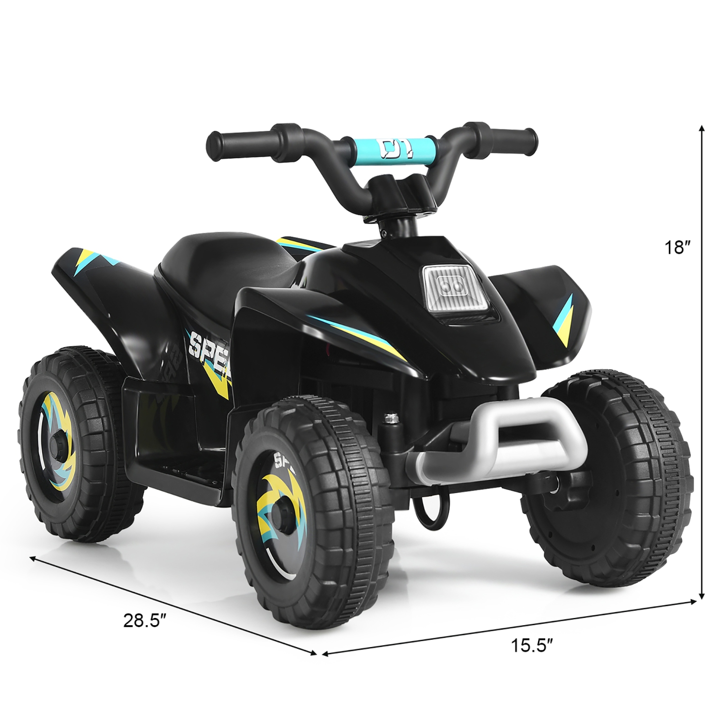 Jouet porteur électrique de 6 V pour enfants ATV 4 de Costway avec roues pour jeunes enfants, avant et arrière