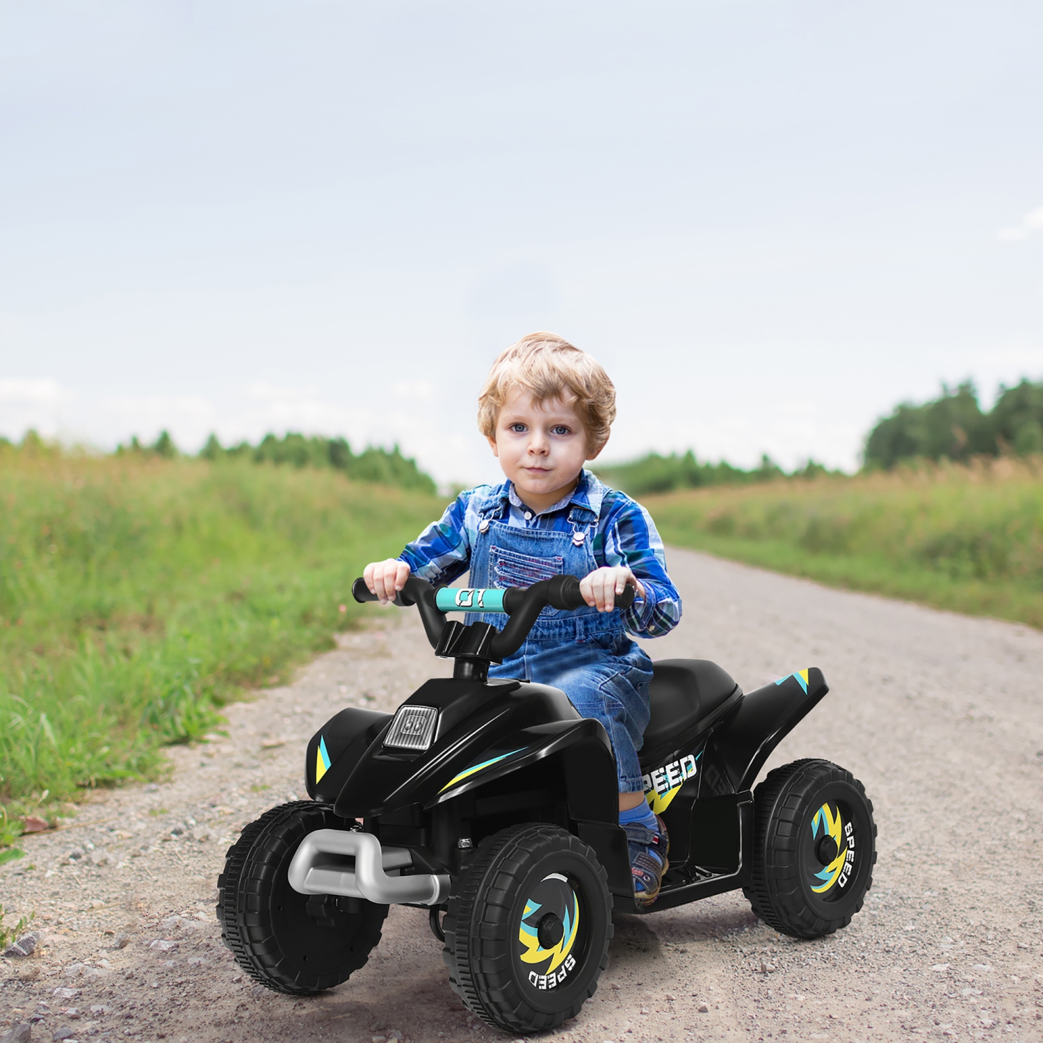 Jouet porteur électrique de 6 V pour enfants ATV 4 de Costway avec roues pour jeunes enfants, avant et arrière