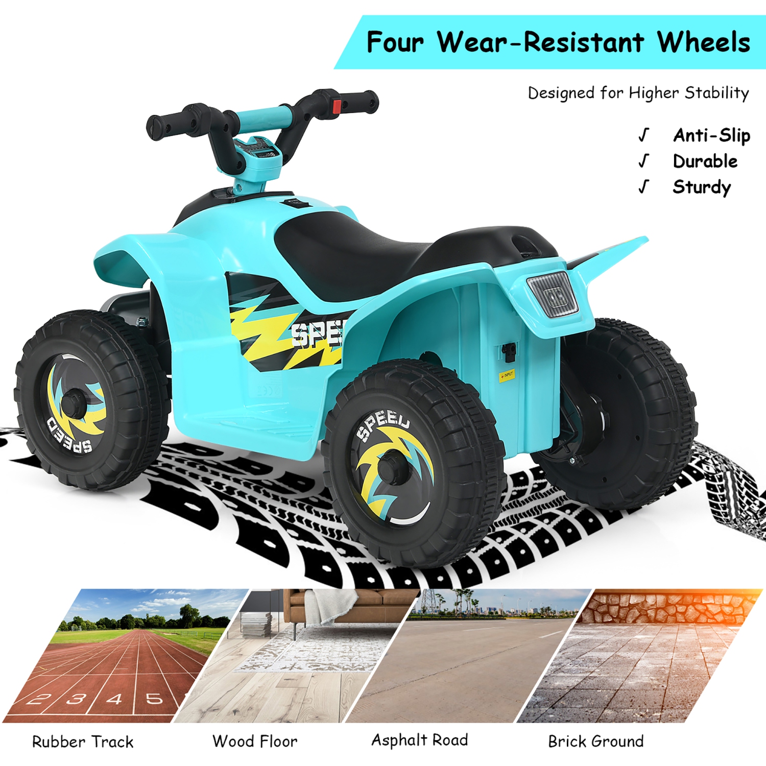 Costway 6V Kids Electric Quad ATV 4 Wheels Ride On Toy Toddlers Forward&Reverse