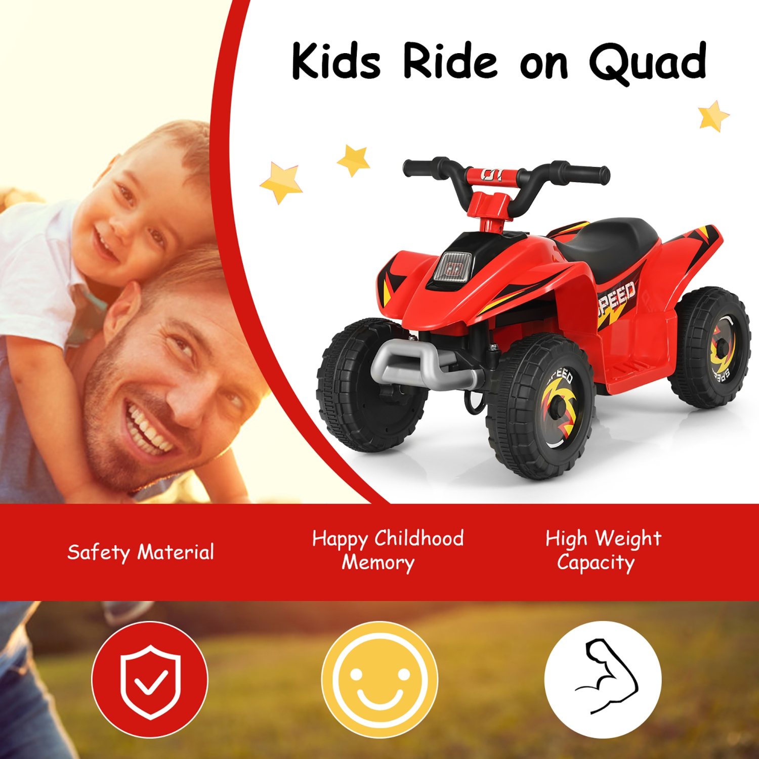Costway 6V Kids Electric Quad ATV 4 Wheels Ride On Toy Toddlers Forward&Reverse