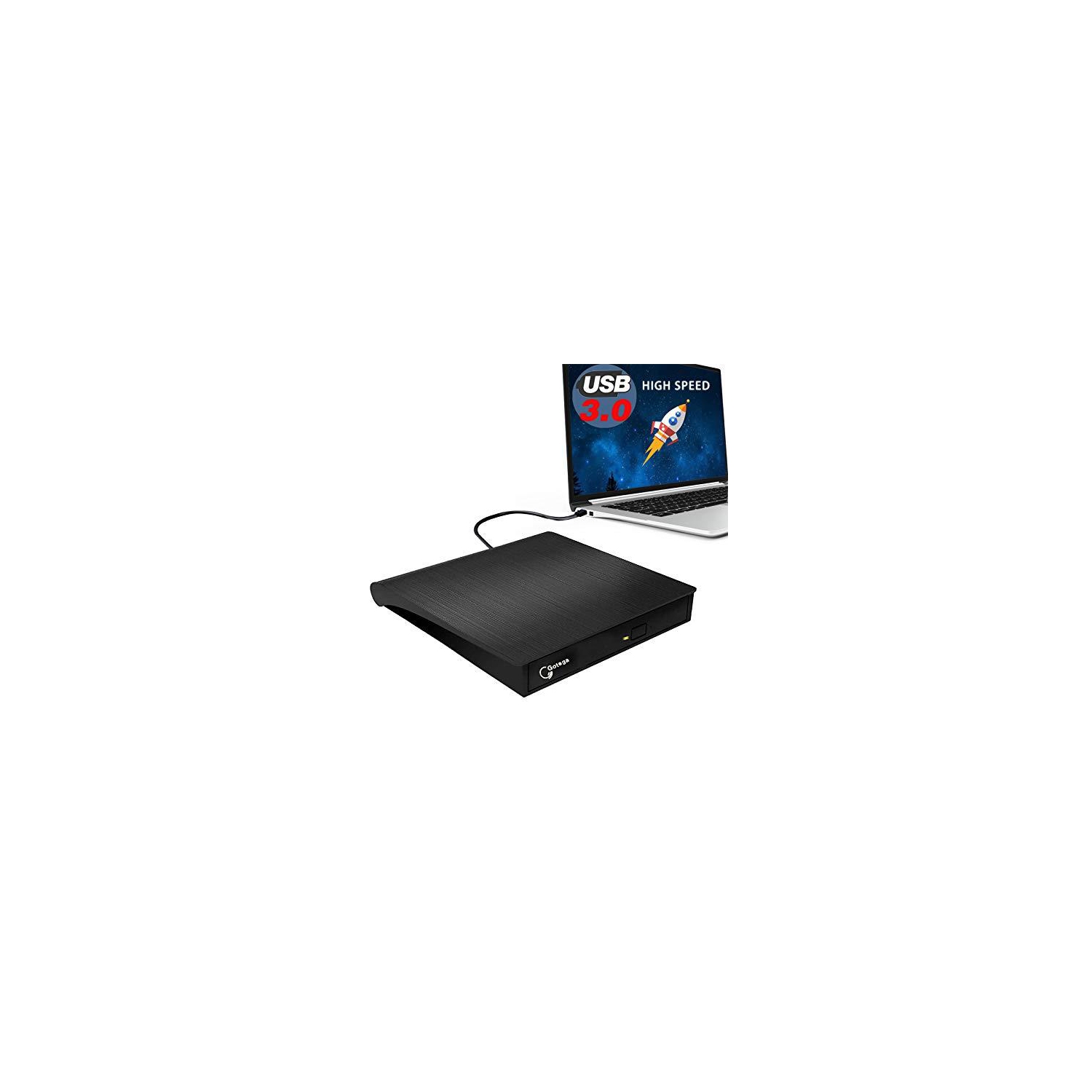 External DVD Drive, USB 3.0 Portable CD/DVD+/-RW Drive/DVD Player for Laptop CD ROM Burner Compatible with Laptop Desktop PC Windows Linux OS Apple Mac Black