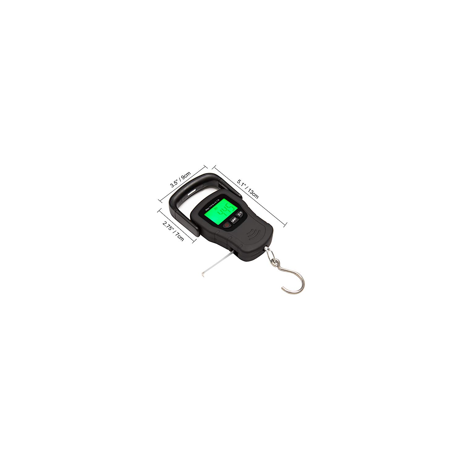 Commercial Grade Heavy Duty Digital 110lb/50kg Capacity Hanging Scale with Backlit and Measuring Tape for Luggage Fish Fishing with Comfortable