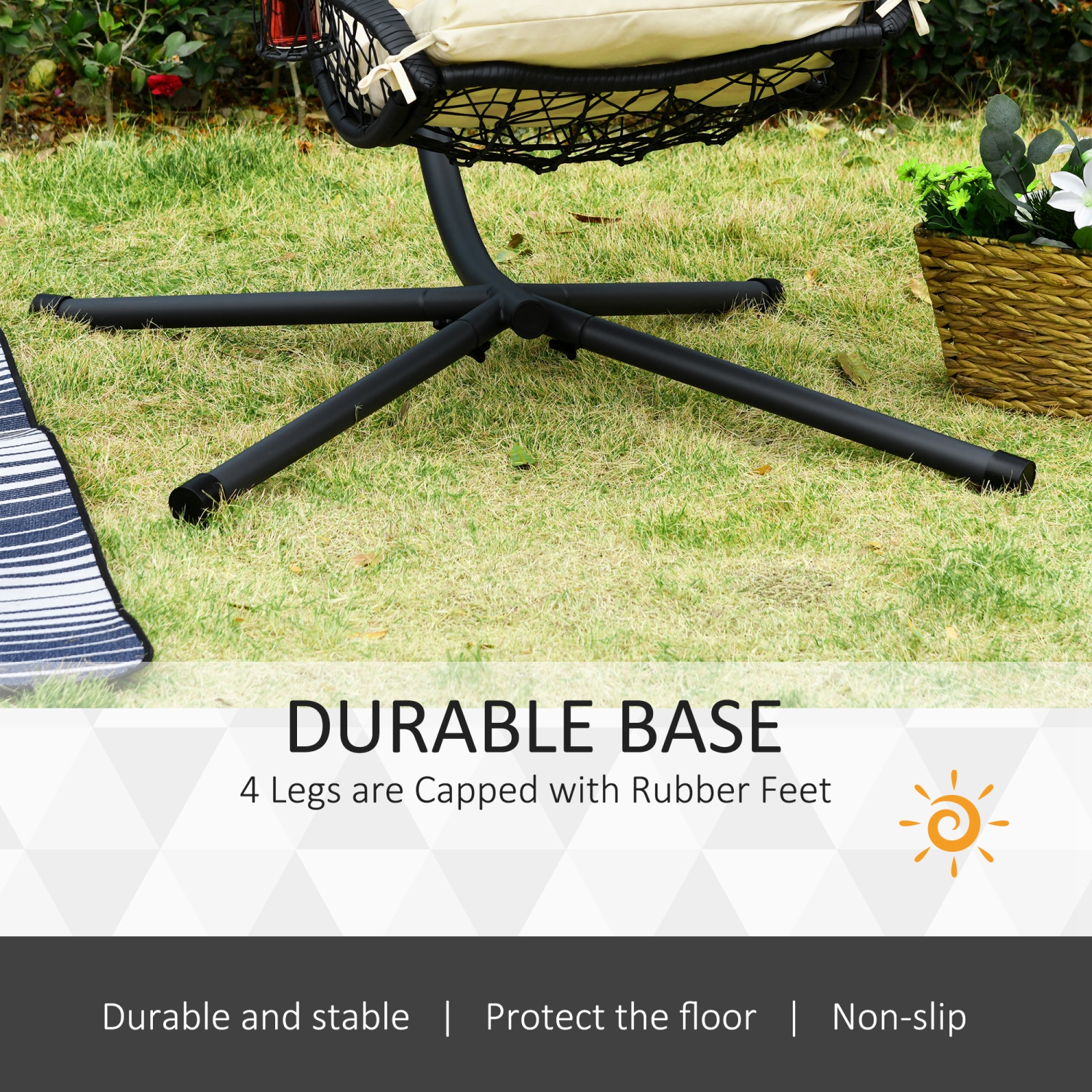 Outdoor Patio Wicker Hanging Egg Chair with Stand, Hammock Swing Chair with Cushion and Pillow, swing Chair with Stand, Cup Holder for Backyard,