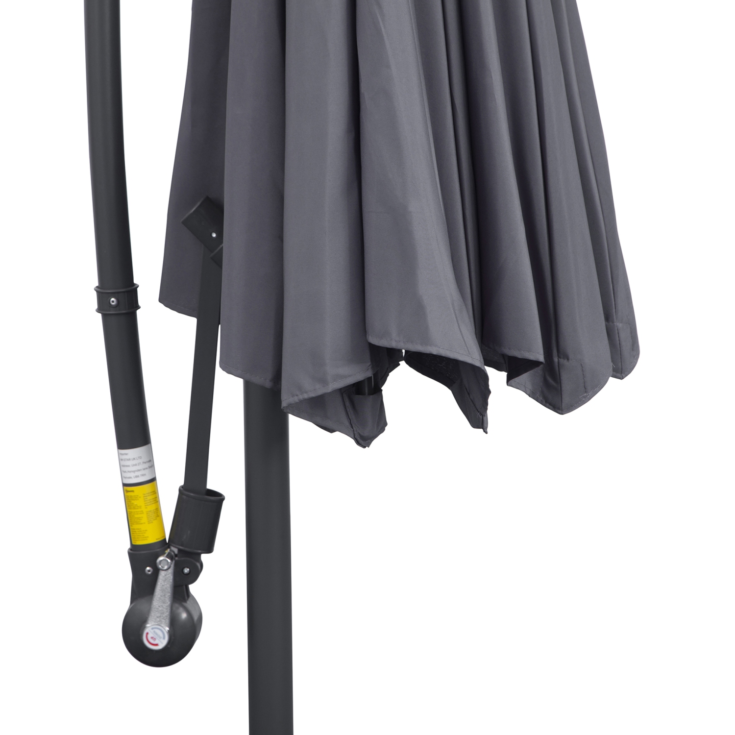 Parasol excentré avec base Outsunny 10&nbsp;pi, parasol suspendu jardin avec manivelle, pare-soleil en porte-à-faux Banana, gris