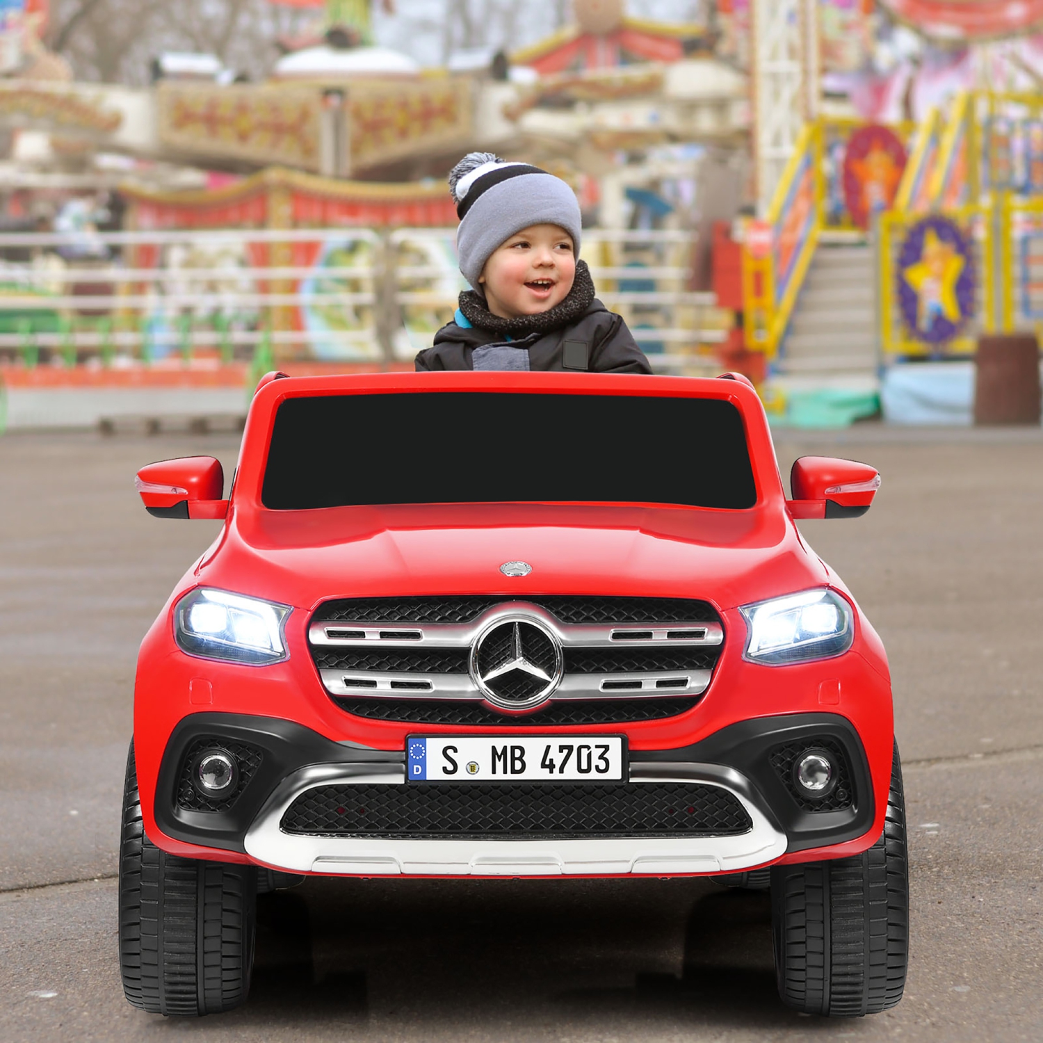 Costway Licensed Mercedes Benz x Class 12V 2-Seater Kids Ride On Car w/ Trunk