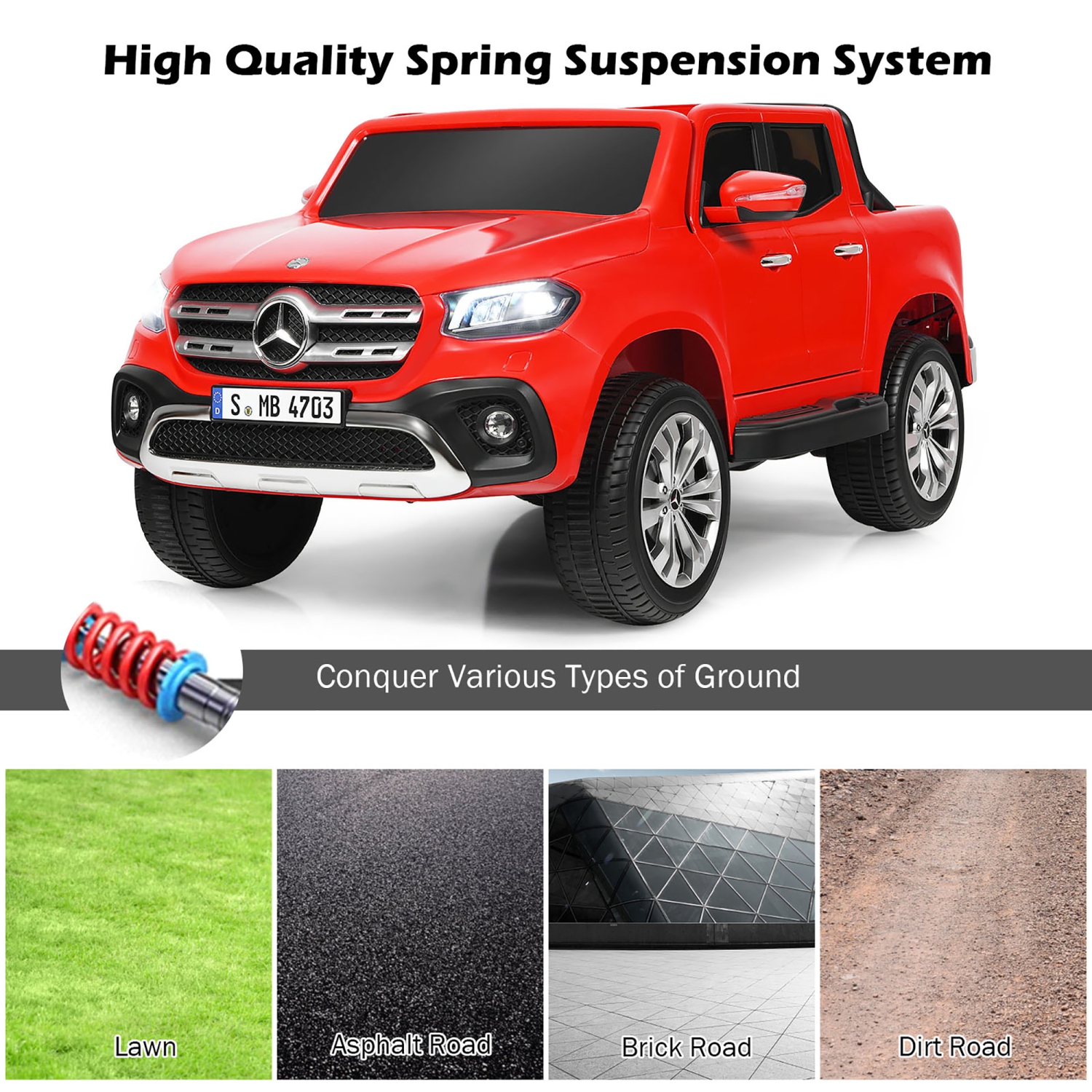 Costway Licensed Mercedes Benz x Class 12V 2-Seater Kids Ride On Car w/ Trunk