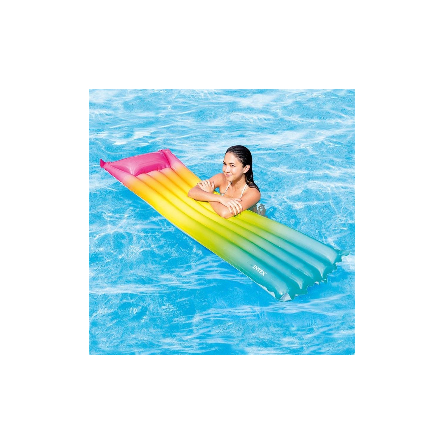 Intex - Matelas Gonflable Arc-en-Ciel pour Piscine, 67'' x 21'' x 6'', Multicolore